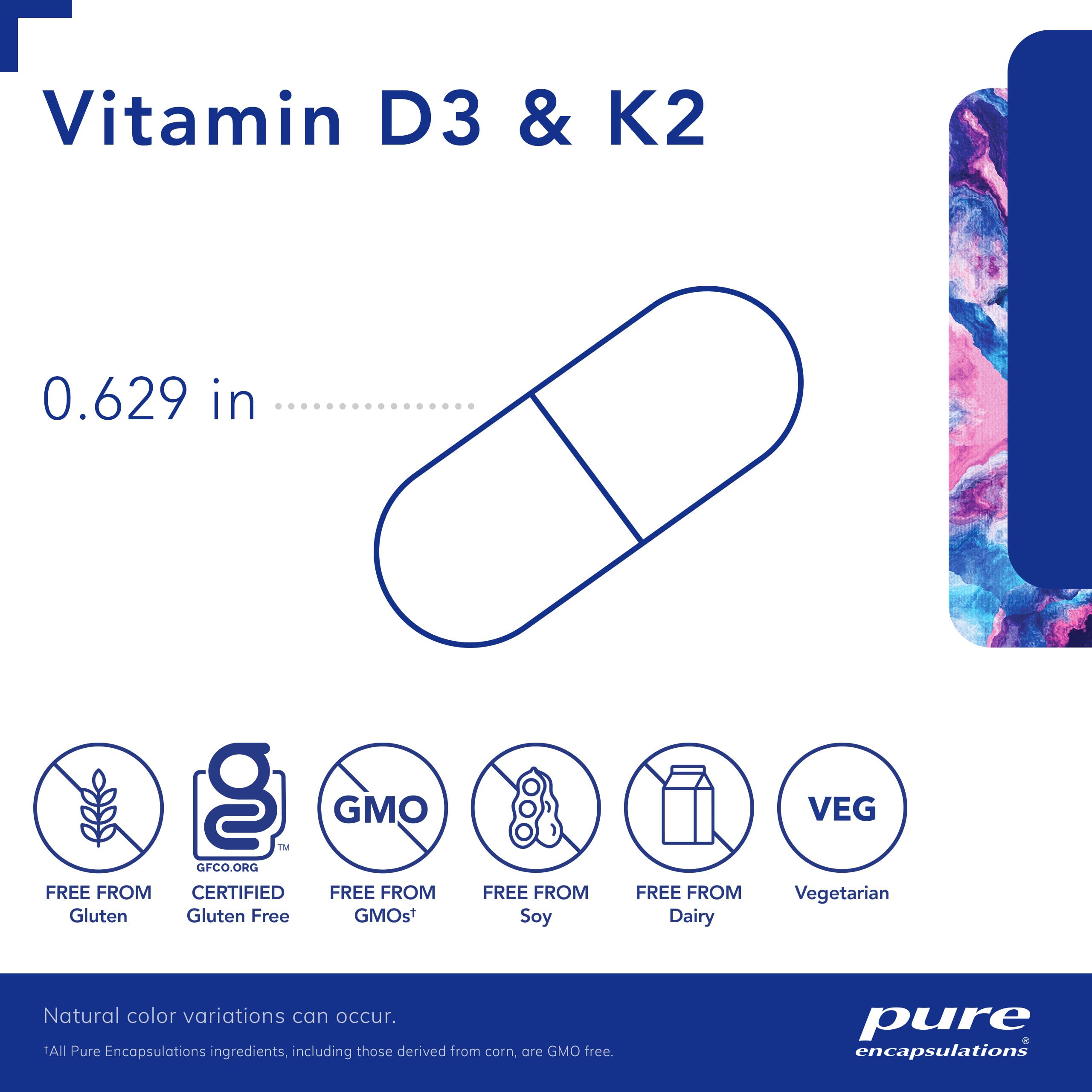 Foto 4 pulgar | Suplemento Vitamina D3 y K2 de Pure Encapsulations 120 Cápsulas - Venta Internacional