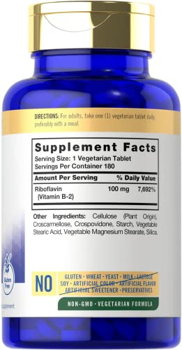 Foto 3 pulgar | Suplemento Carlyle de Vitamina B2 100 Mg 180 Comprimidos - Venta Internacional.
