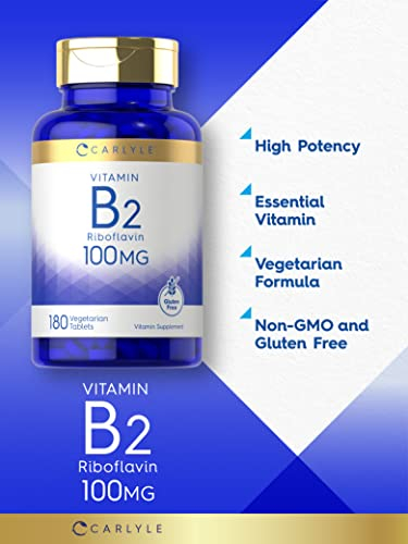 Foto 4 pulgar | Suplemento Carlyle de Vitamina B2 100 Mg 180 Comprimidos - Venta Internacional.