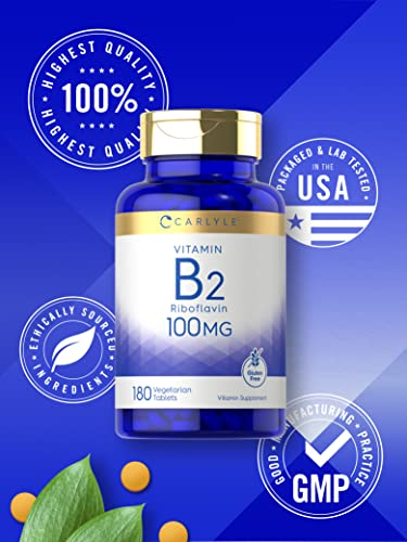 Foto 6 pulgar | Suplemento Carlyle de Vitamina B2 100 Mg 180 Comprimidos - Venta Internacional.