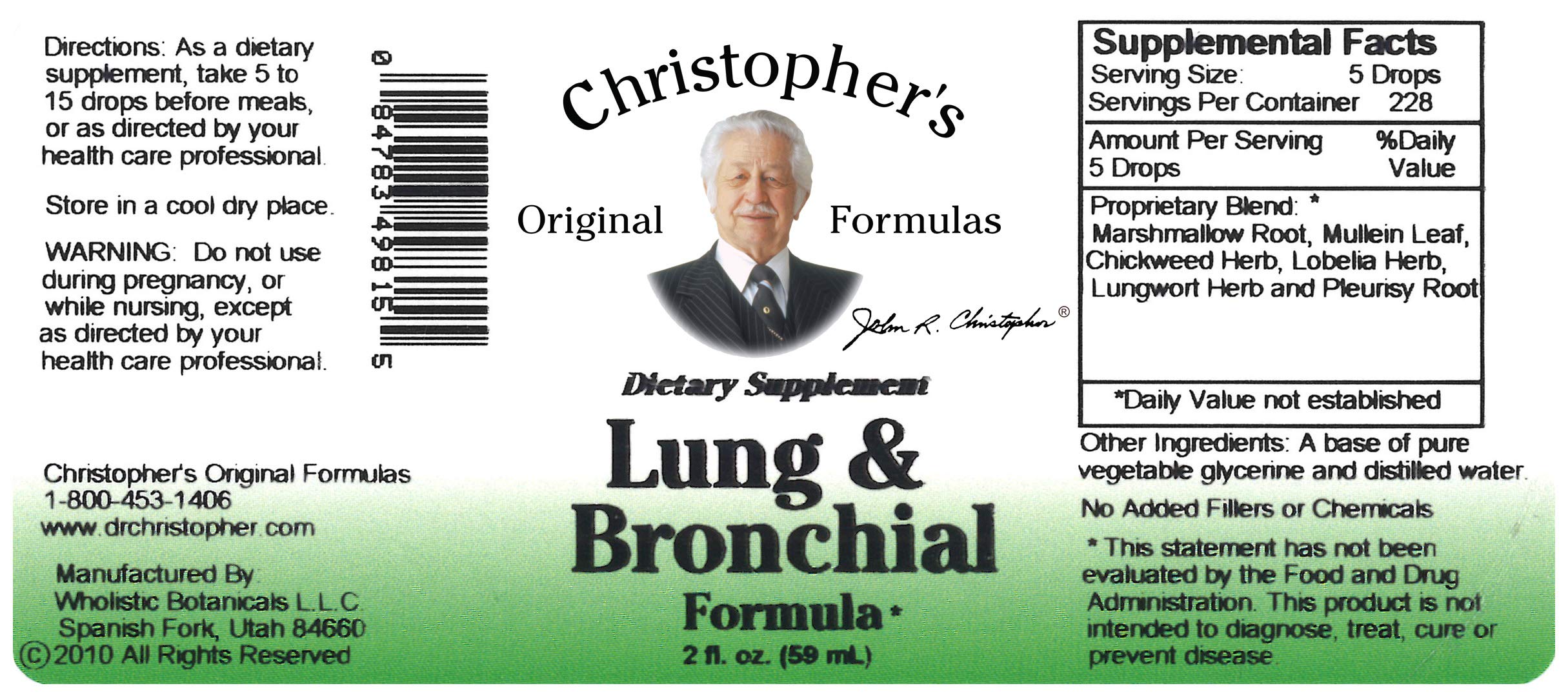 Foto 5 pulgar | Suplemento Christopher's Original Formulas Lung & Bronchial 59 ml-Venta Internacional