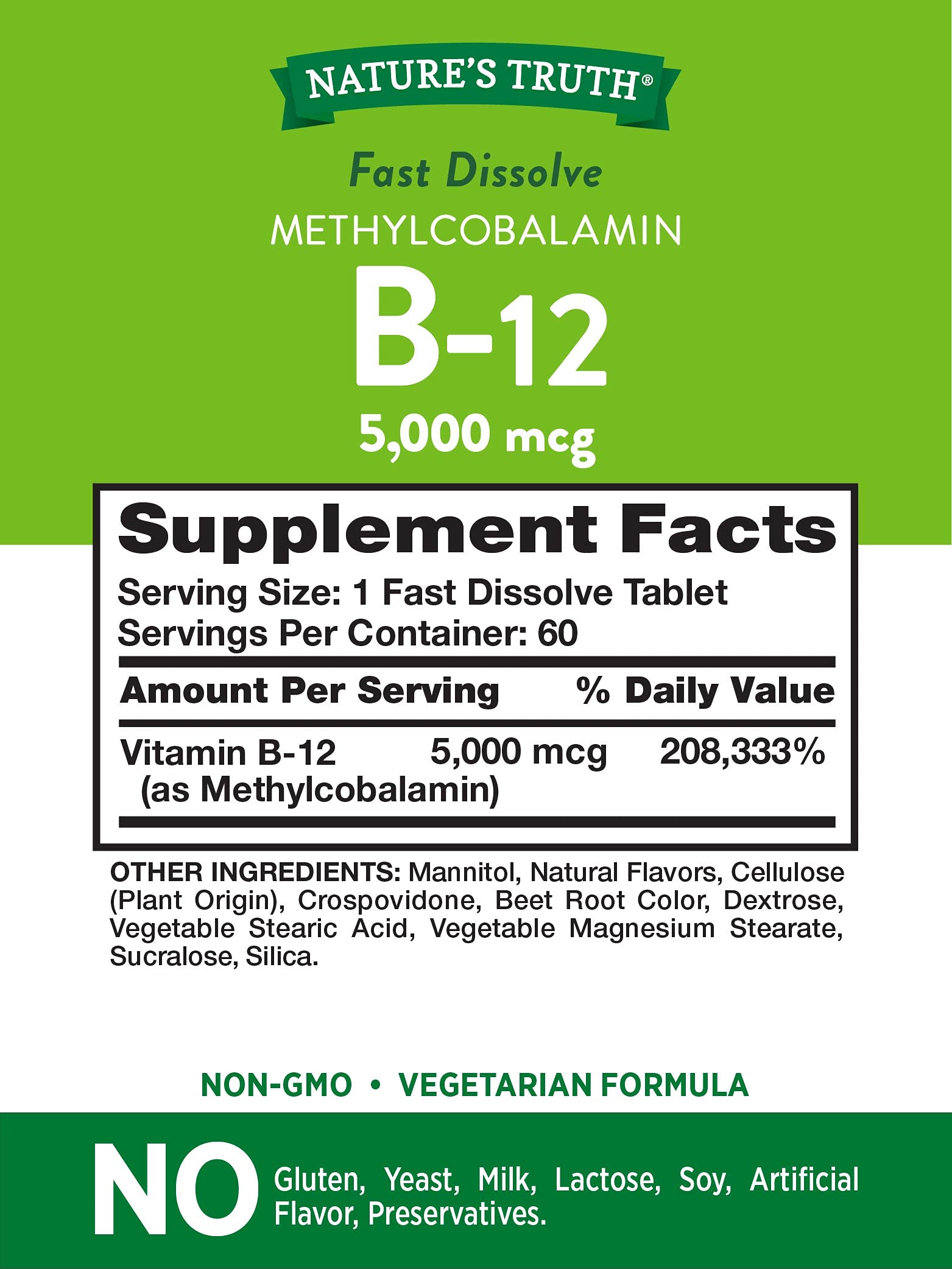 Foto 3 pulgar | Suplemento de Vitamina B12 De Nature's Truth, 5000 Mcg 60 Tabletas - Venta Internacional