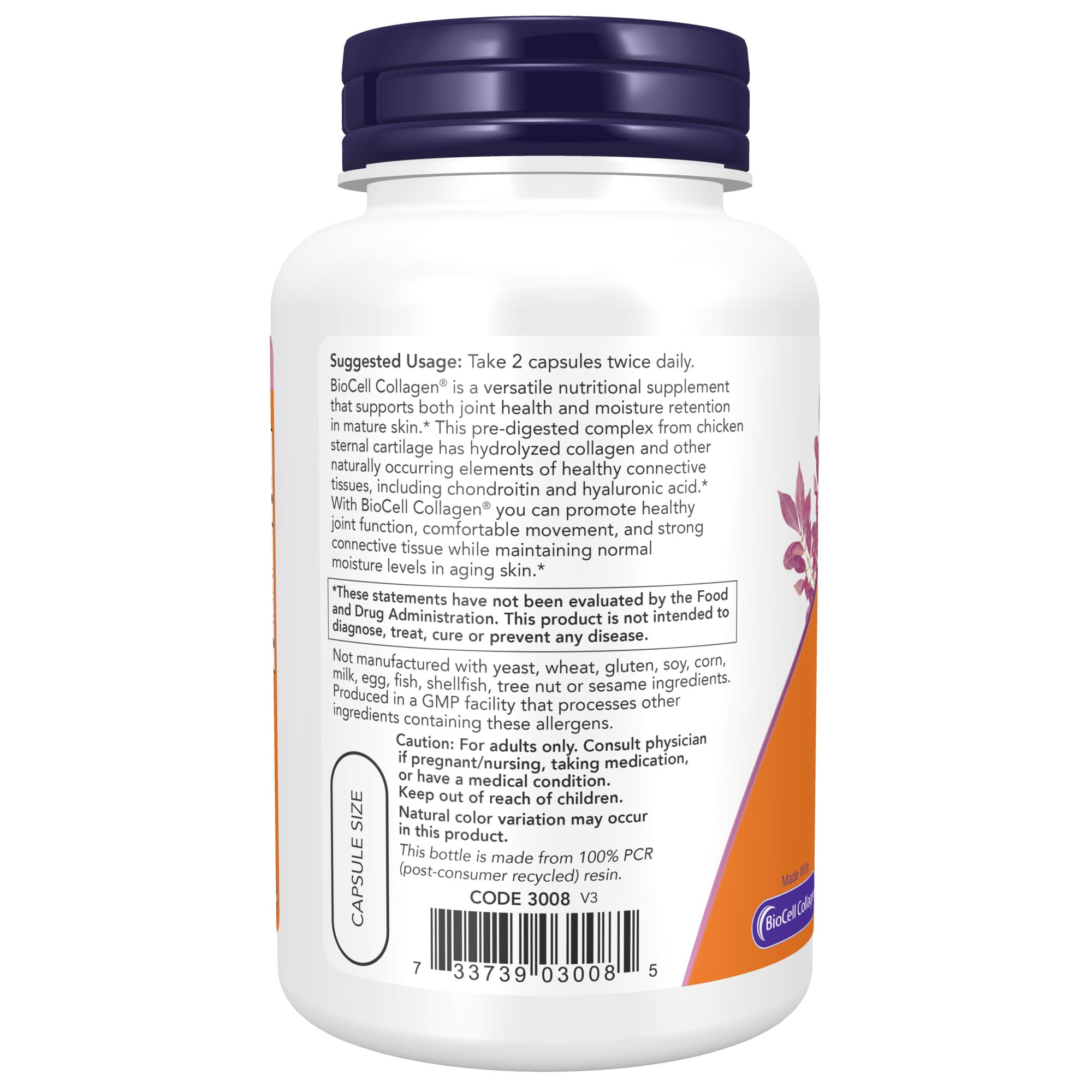 Foto 4 pulgar | Supplement Now Biocell Collagen Hidrolized Type II 120 Cápsulas - Venta Internacional