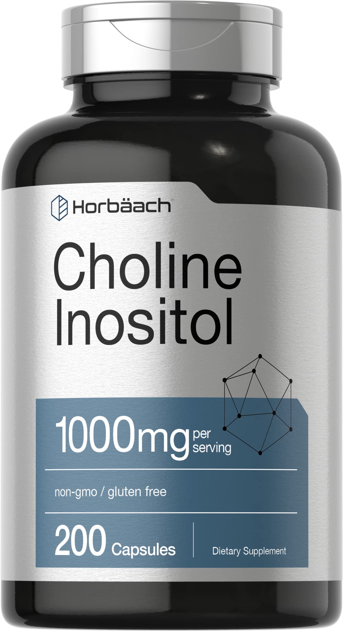 Foto 2 pulgar | Suplemento Horbaach Choline Inositol 1000 Mg 200 Cápsulas - Venta Internacional