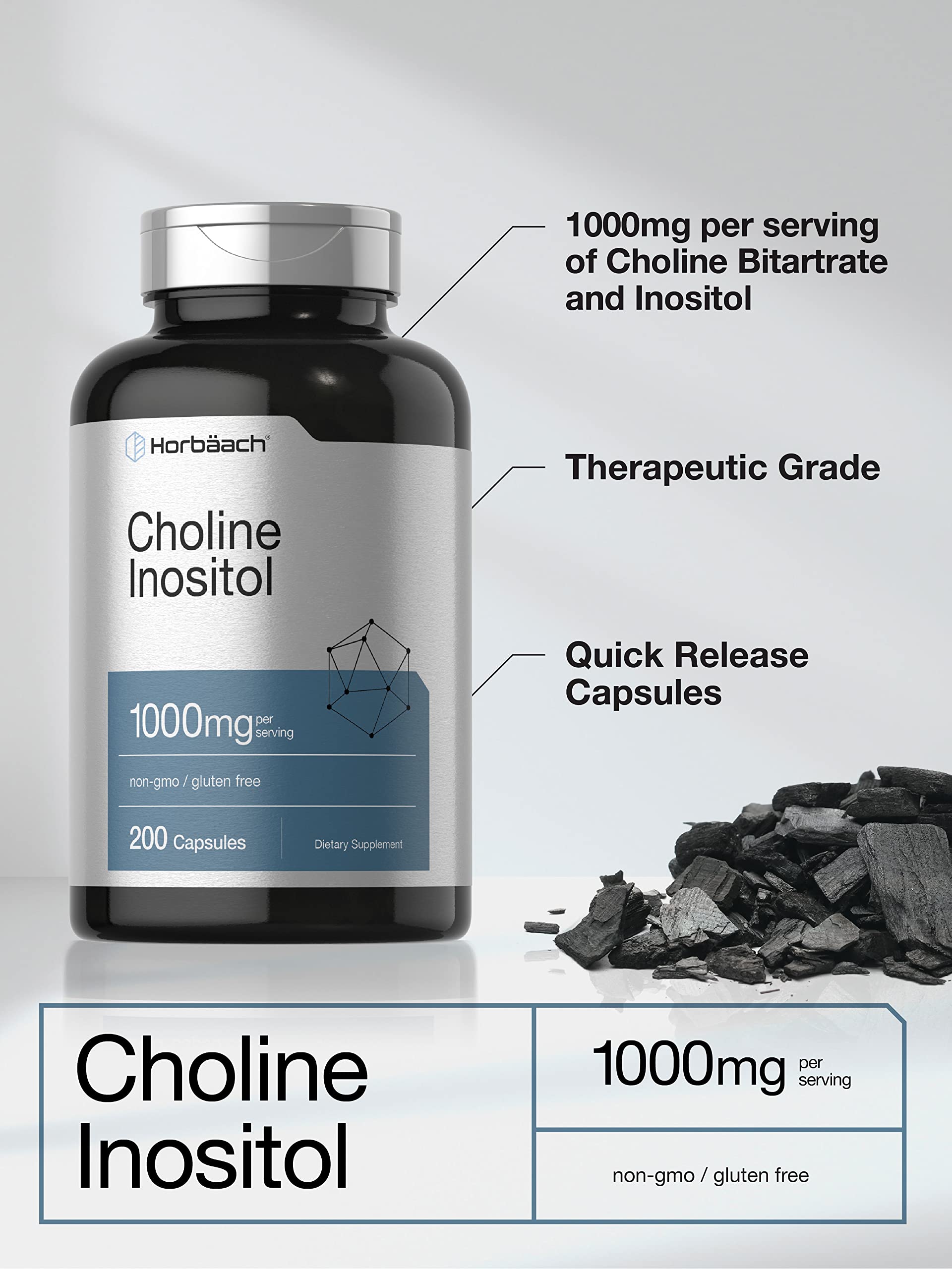 Foto 4 pulgar | Suplemento Horbaach Choline Inositol 1000 Mg 200 Cápsulas - Venta Internacional