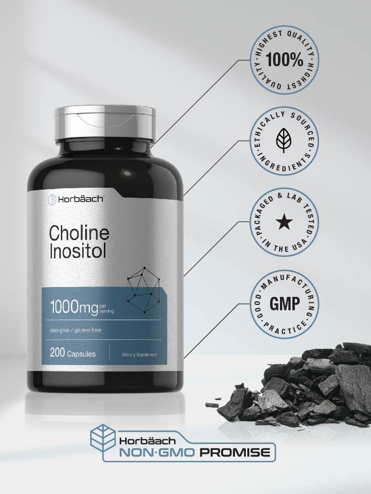 Foto 6 pulgar | Suplemento Horbaach Choline Inositol 1000 Mg 200 Cápsulas - Venta Internacional