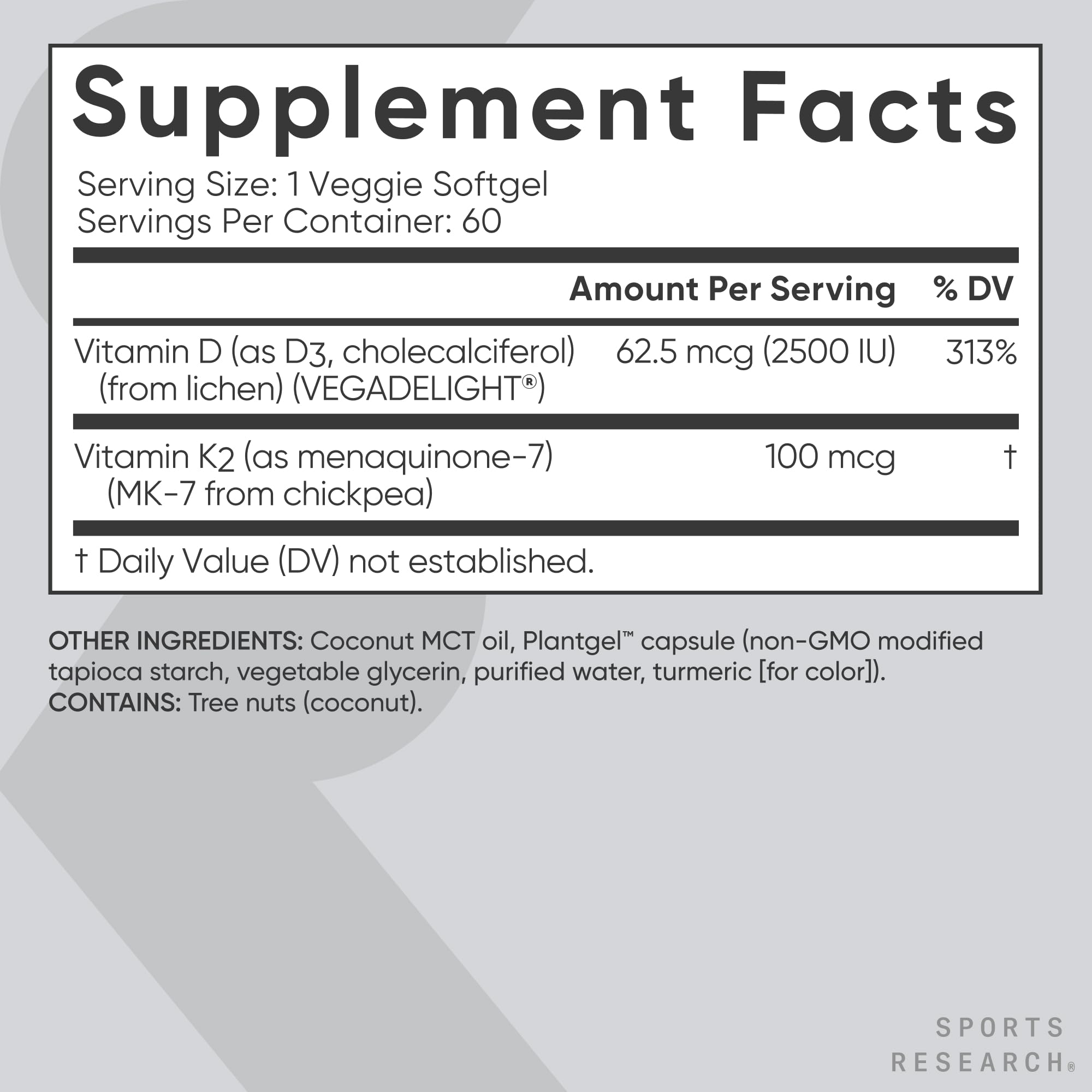 Foto 7 pulgar | Vitamina D3 y K2 Sports Research 2500 Iu - Venta Internacional