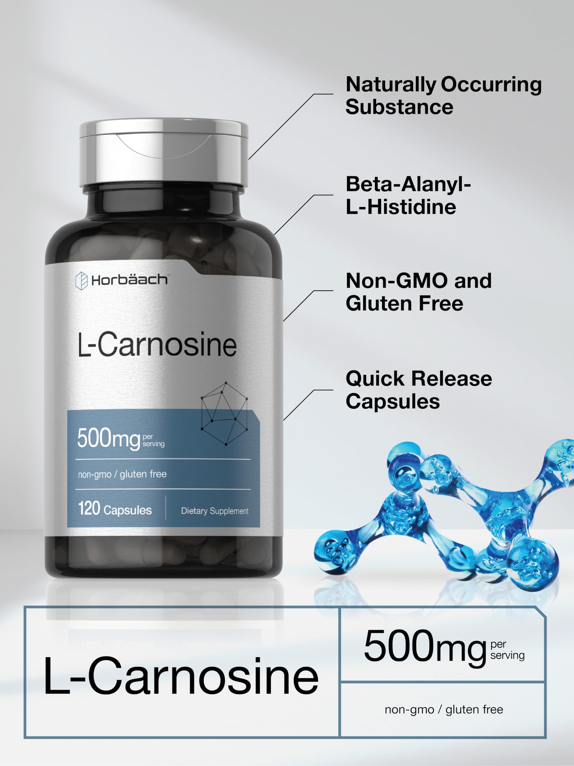 Foto 4 | Suplemento Horbaach L Carnosina 500 mg 120 Cápsulas - Venta Internacional