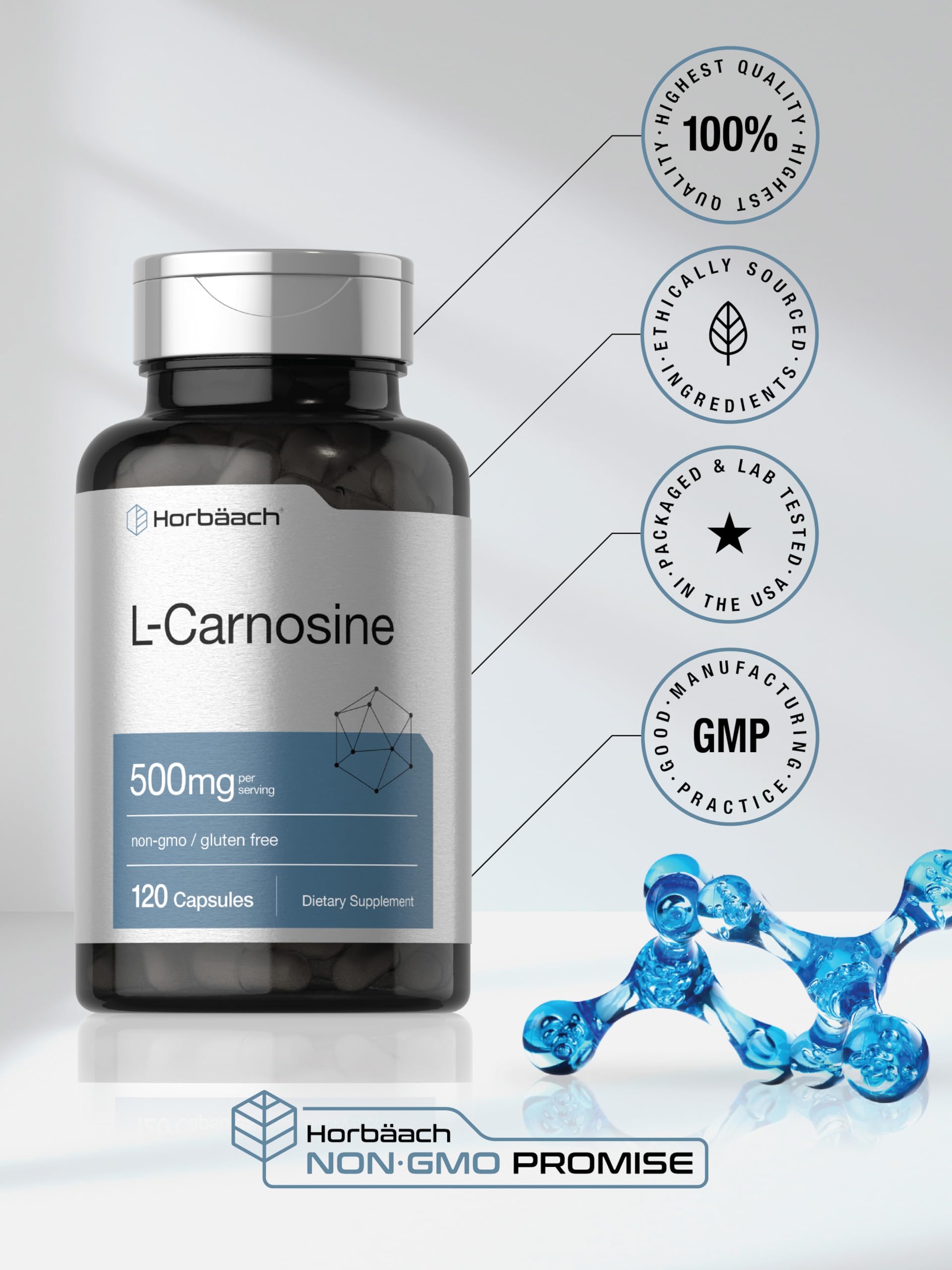 Foto 6 | Suplemento Horbaach L Carnosina 500 mg 120 Cápsulas - Venta Internacional
