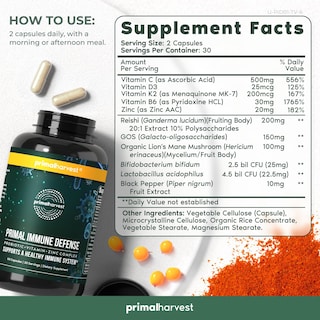 Foto 3 | Suplemento Primal Harvest Primal Immune Defense 60 Cápsulas - Venta Internacional