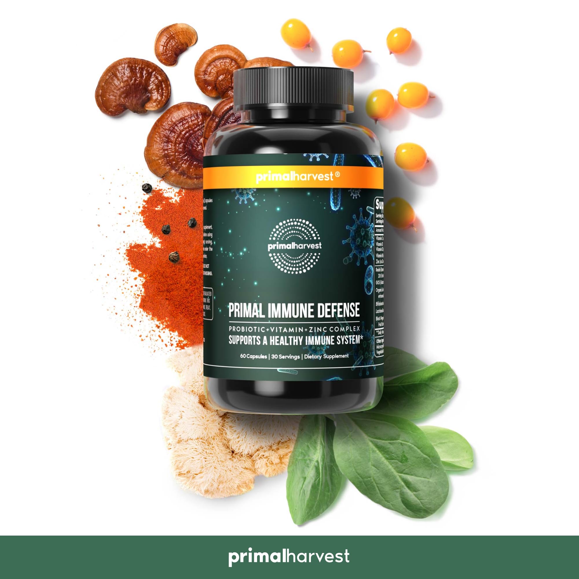 Foto 8 pulgar | Suplemento Primal Harvest Primal Immune Defense 60 Cápsulas - Venta Internacional