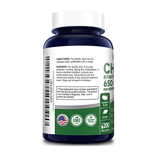Foto 4 pulgar | Suplemento Nusapure de Bitartrato de Colina 650 mg 200 Cápsulas Vegetarianas - Venta Internacional