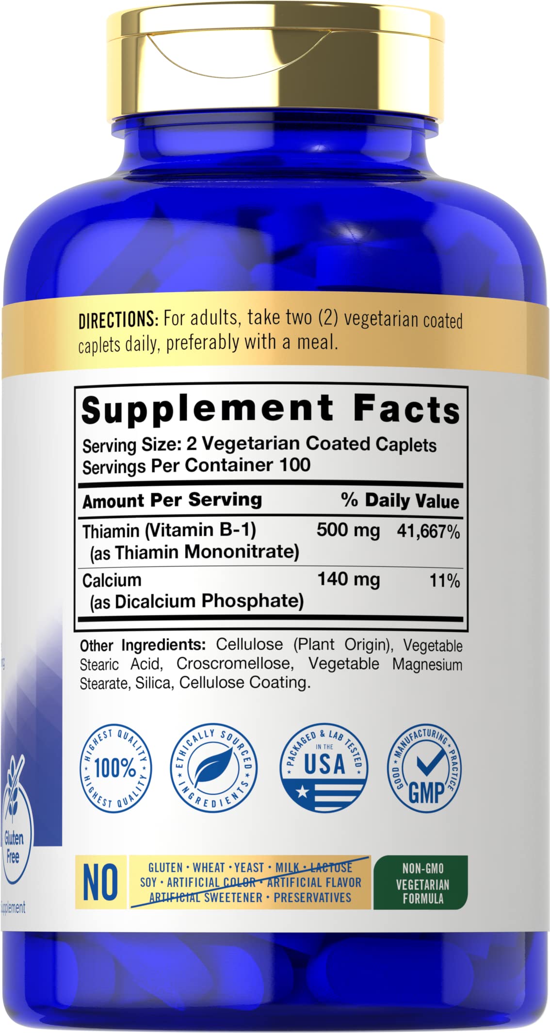Foto 3 pulgar | Suplemento Carlyle de Vitamina B1 500 Mg 200 Cápsulas - Venta Internacional