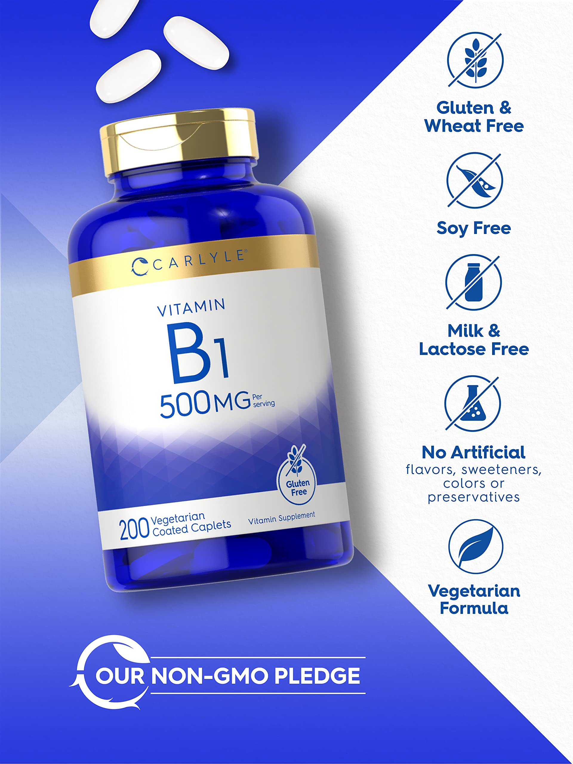 Foto 5 pulgar | Suplemento Carlyle de Vitamina B1 500 Mg 200 Cápsulas - Venta Internacional