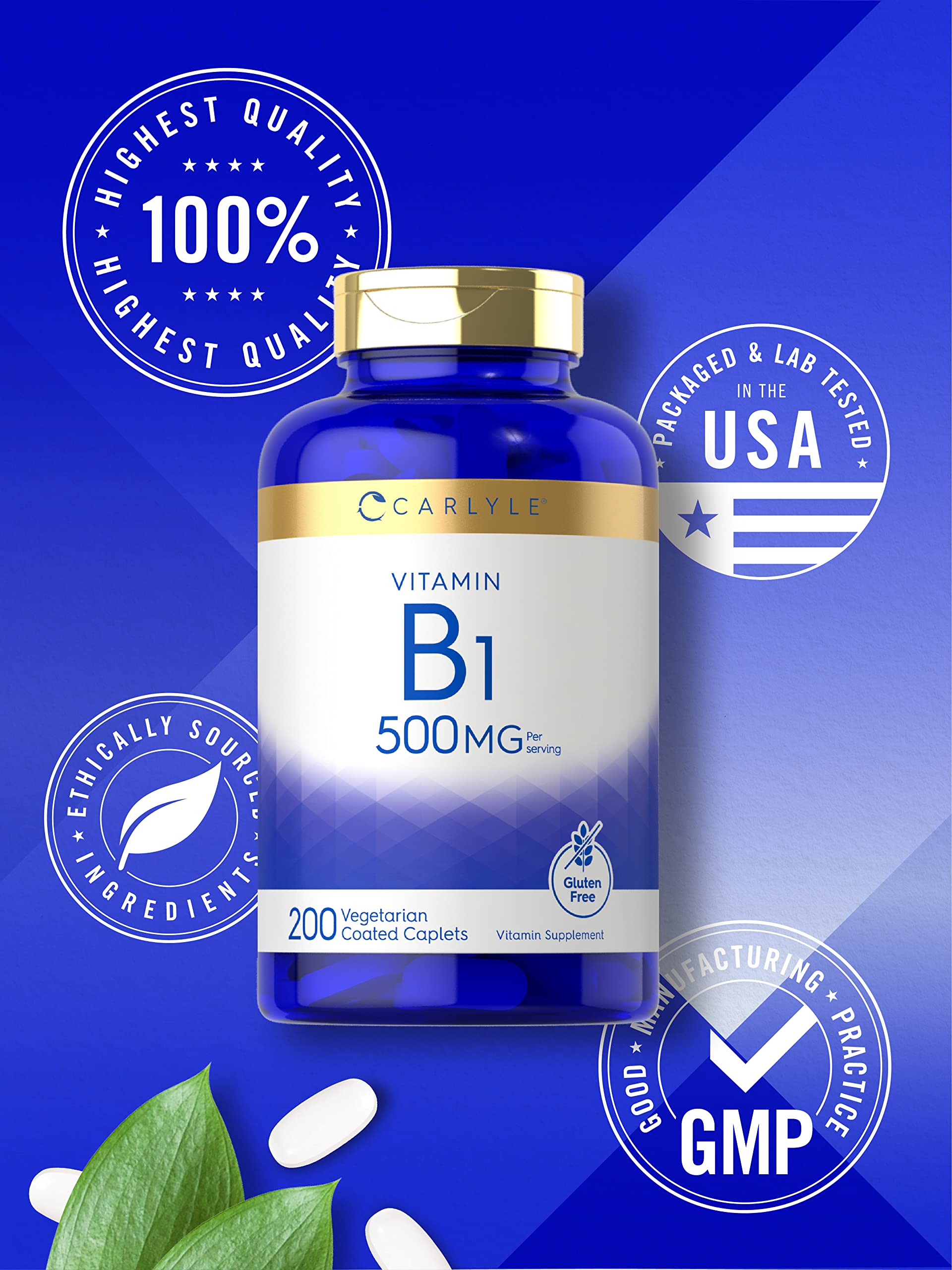 Foto 6 pulgar | Suplemento Carlyle de Vitamina B1 500 Mg 200 Cápsulas - Venta Internacional