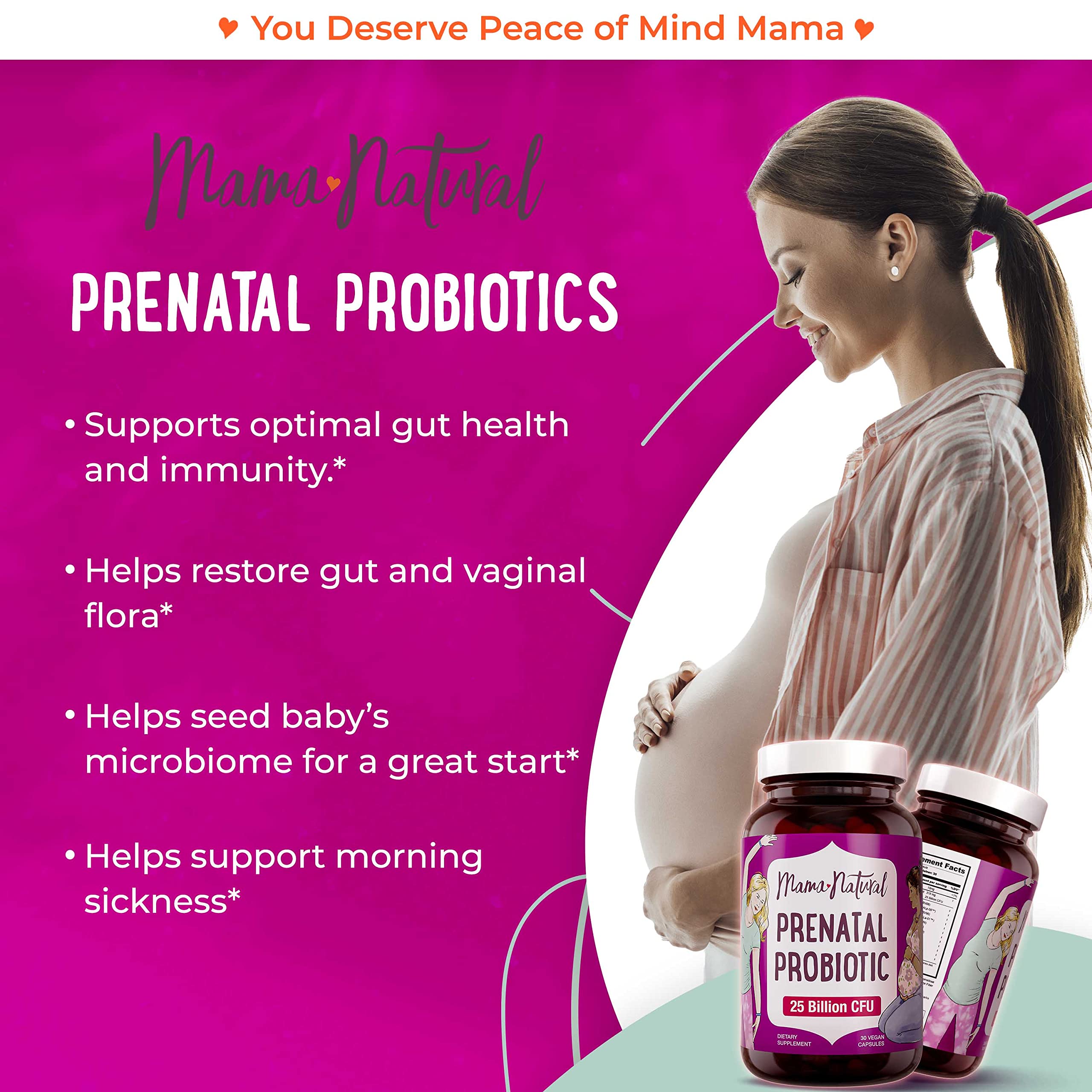 Foto 3 pulgar | Probióticos Prenatales Mama Natural 30 Cápsulas Veganas 25 g de CFU - Venta Internacional