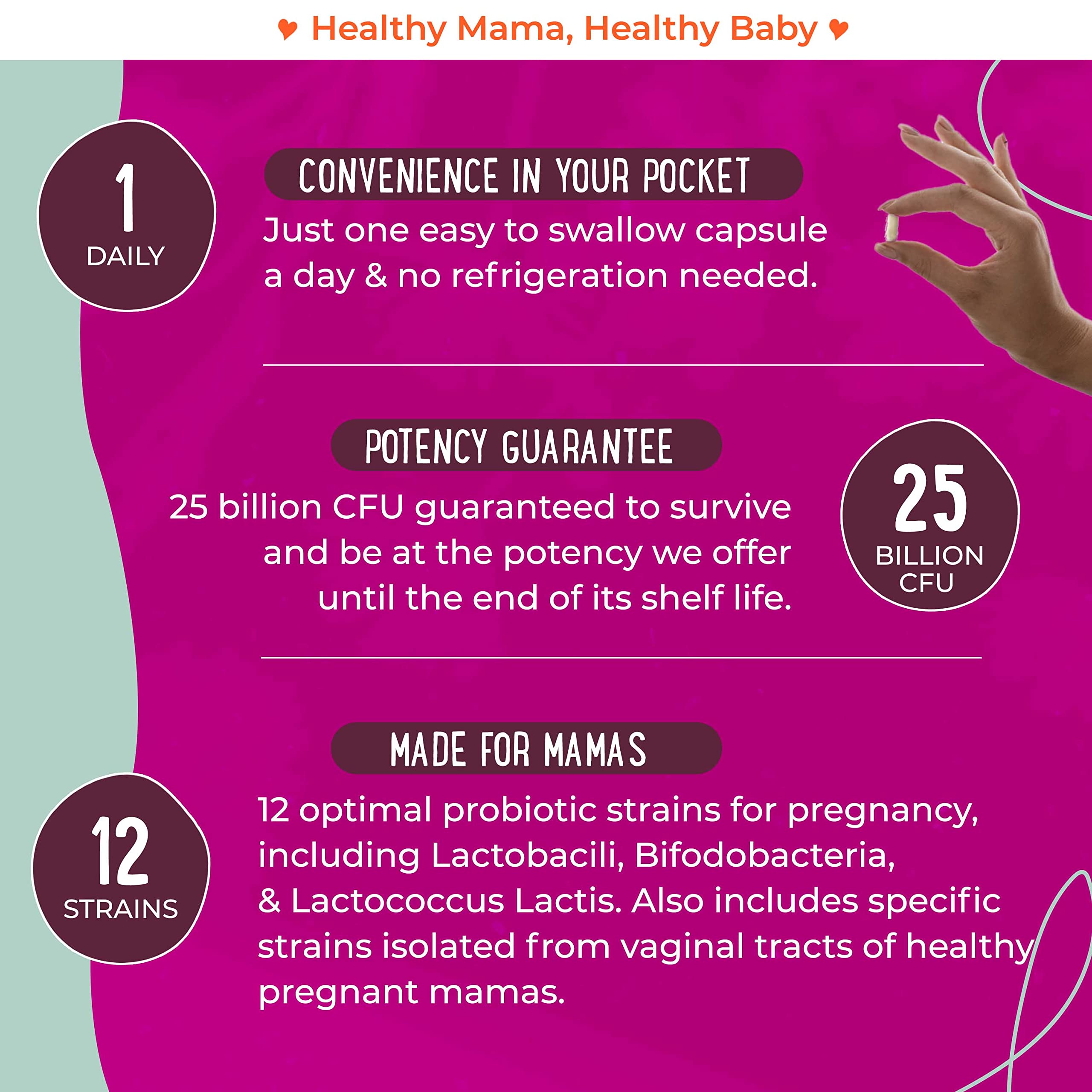 Foto 3 | Probióticos Prenatales Mama Natural 30 Cápsulas Veganas 25 g de CFU - Venta Internacional