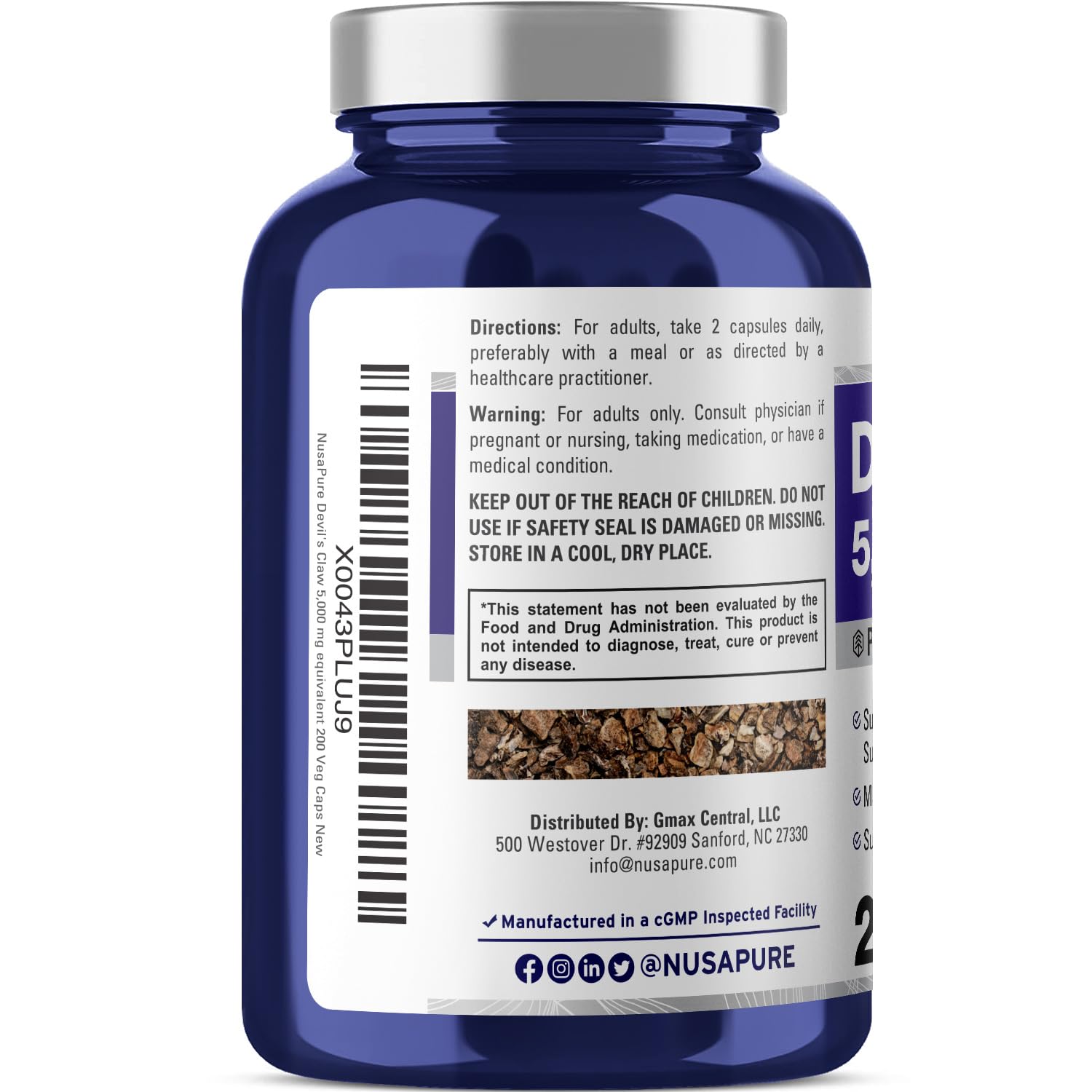 Foto 3 pulgar | Suplemento Nusapure Devil's Claw 5000 mg 200 Cápsulas Vegetarianas - Venta Internacional