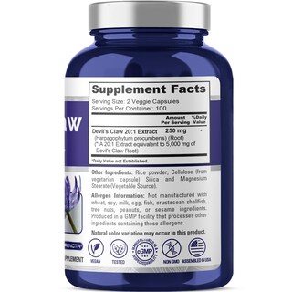 Foto 3 | Suplemento Nusapure Devil's Claw 5000 mg 200 Cápsulas Vegetarianas - Venta Internacional
