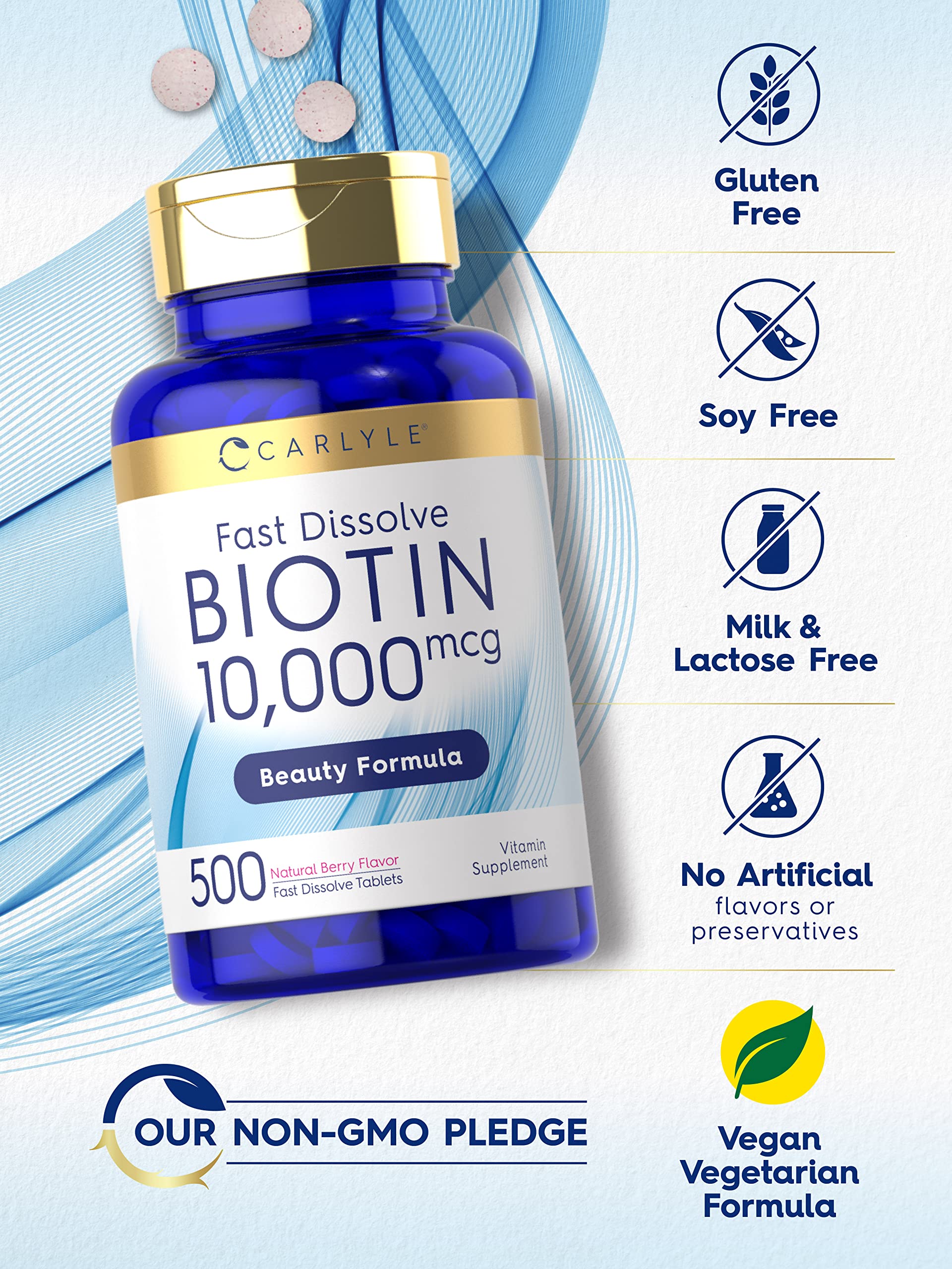 Foto 5 pulgar | Suplemento Carlyle de Biotina 10000 mcg 500 Tabletas - Venta Internacional