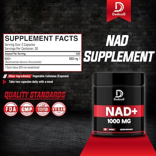 Foto 2 | Suplemento Dedicad Nad+ 1000 Mg 90 Cápsulas Para La Energía Y La Reparación Del Adn - Venta Internacional