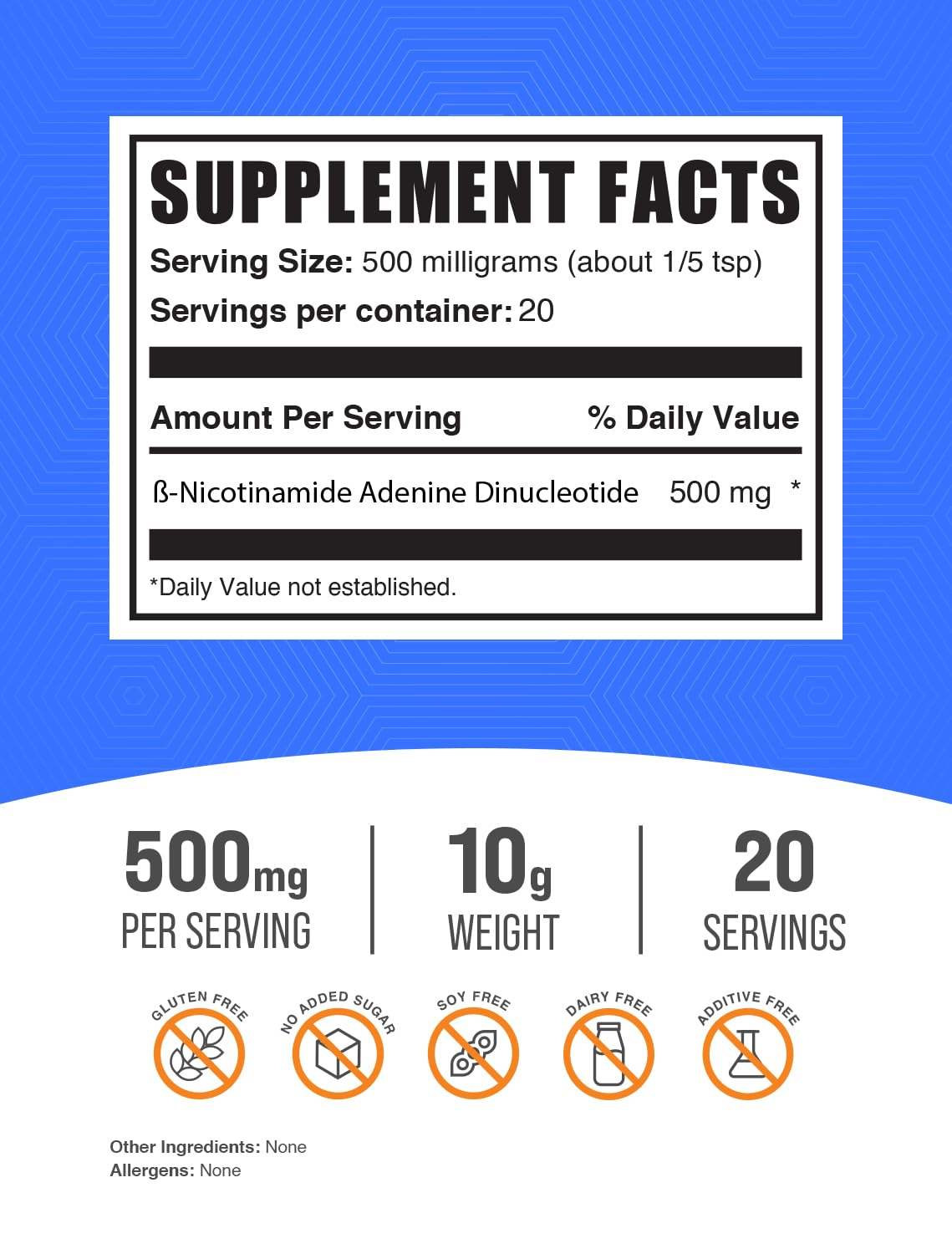 Foto 3 pulgar | Suplemento Bulksupplements.com Nad en Polvo 500 mg 10 g - Venta Internacional