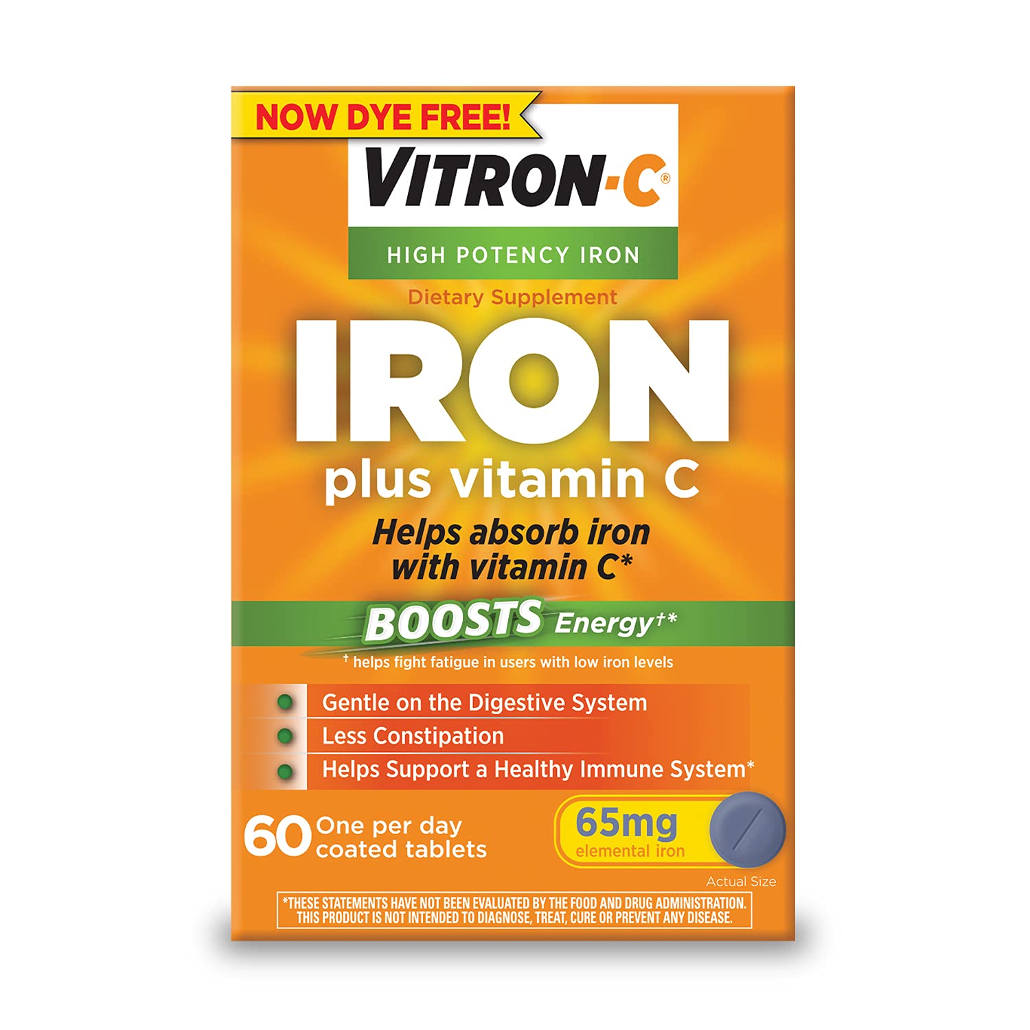 Foto 2 pulgar | Suplemento de Hierro Vitron-C de Alta Potencia 65 mg más Vitamina C 60 Tabletas - Venta Internacional