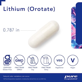 Foto 3 | Suplemento Pure Encapsulations Orotato de Litio 5mg, 90 cápsulas - Apoyo cerebral con NAC