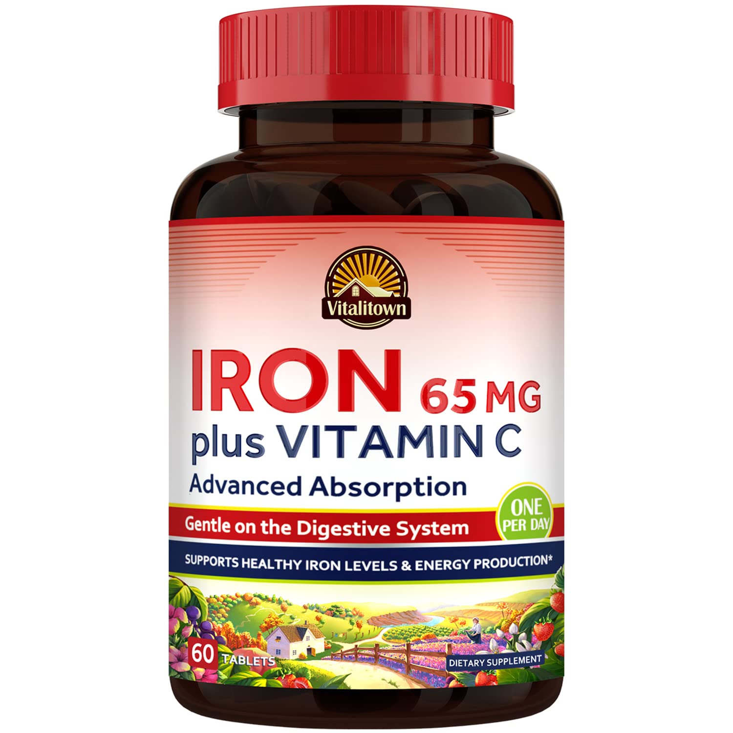 Foto 2 pulgar | Suplemento Vitalitown Hierro 65 mg con 250 mg de Vitamina C 60 Tabletas - Venta Internacional