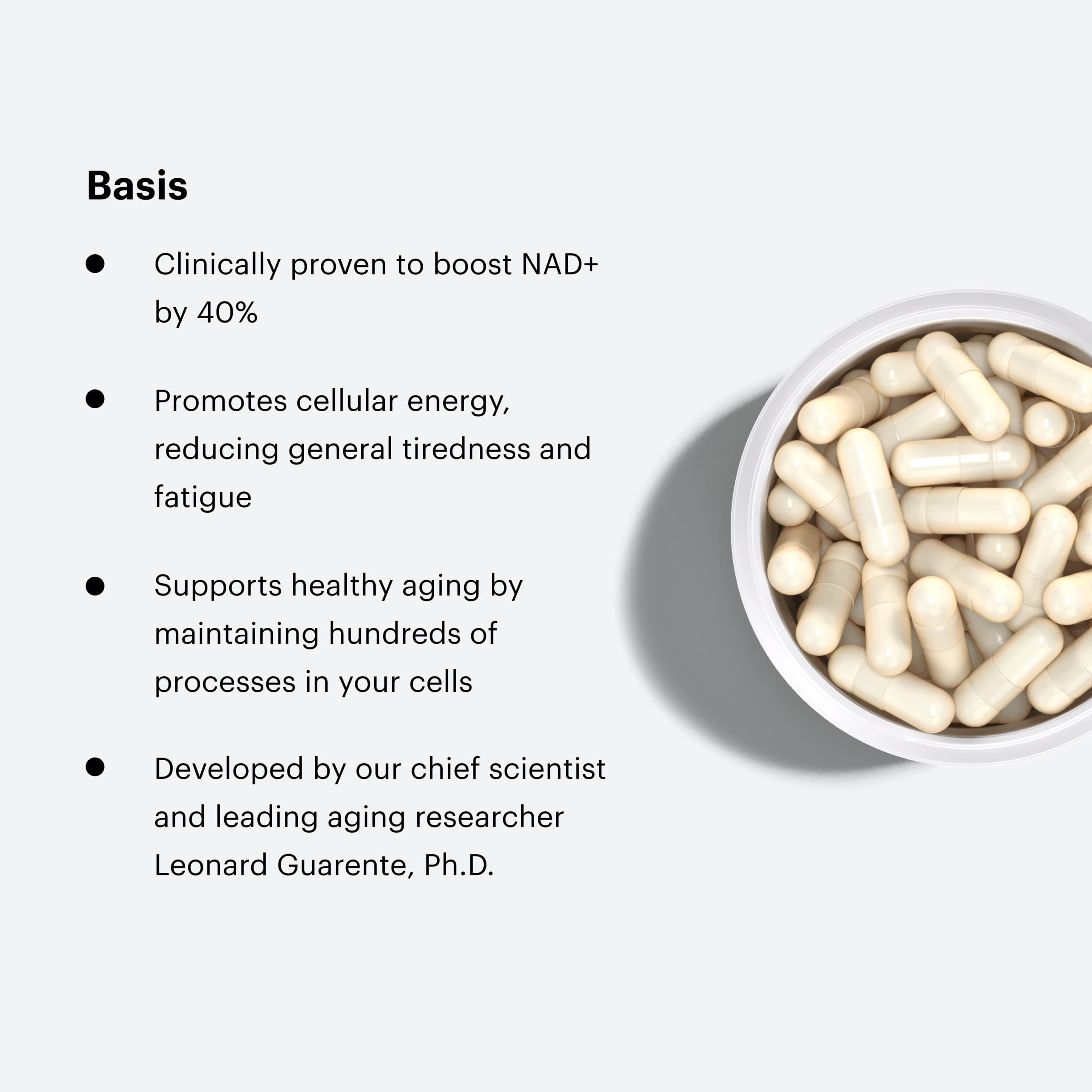 Foto 3 | Suplemento Elysium Basis Nad+ 250 mg con Pterostilbeno 50 mg 60 Cápsulas - Venta Internacional