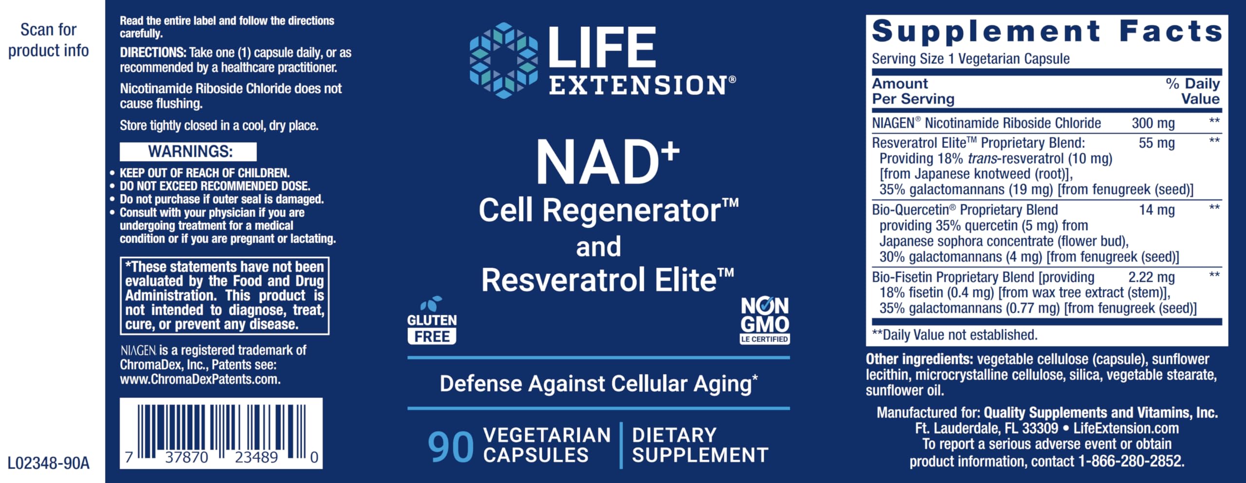 Foto 4 pulgar | Suplemento Life Extension Nad+ 90 Cápsulas Vegetarianas - Venta Internacional