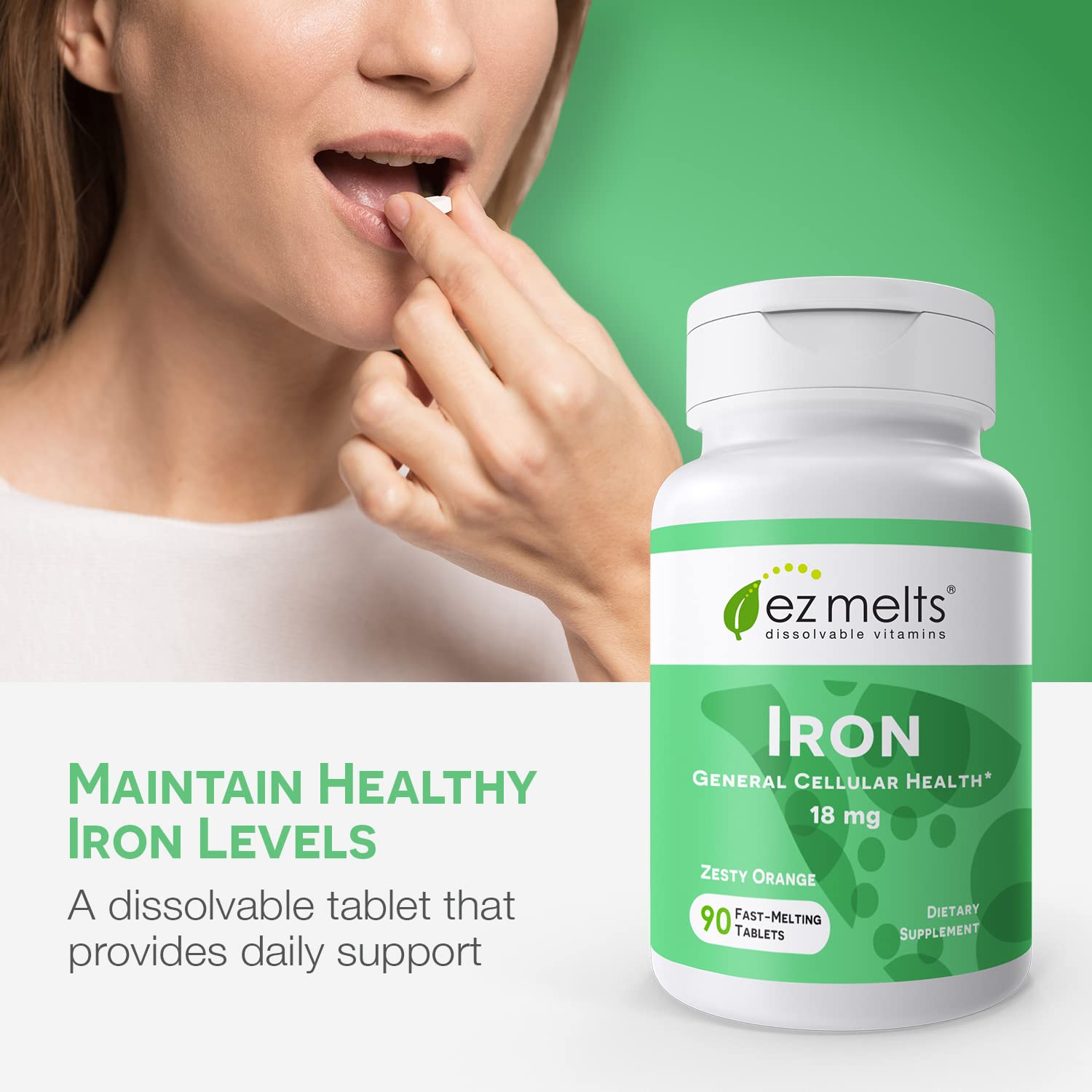 Foto 8 pulgar | Suplemento de Hierro Ez Melts Soluble 18 Mg Sin Azúcar 90 Comprimidos - Venta Internacional