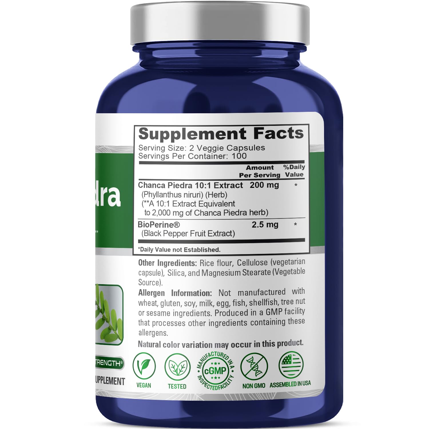 Foto 3 pulgar | Suplemento Nusapure Chanca Piedra 2000 Mg 200 Cápsulas Vegetarianas - Venta Internacional