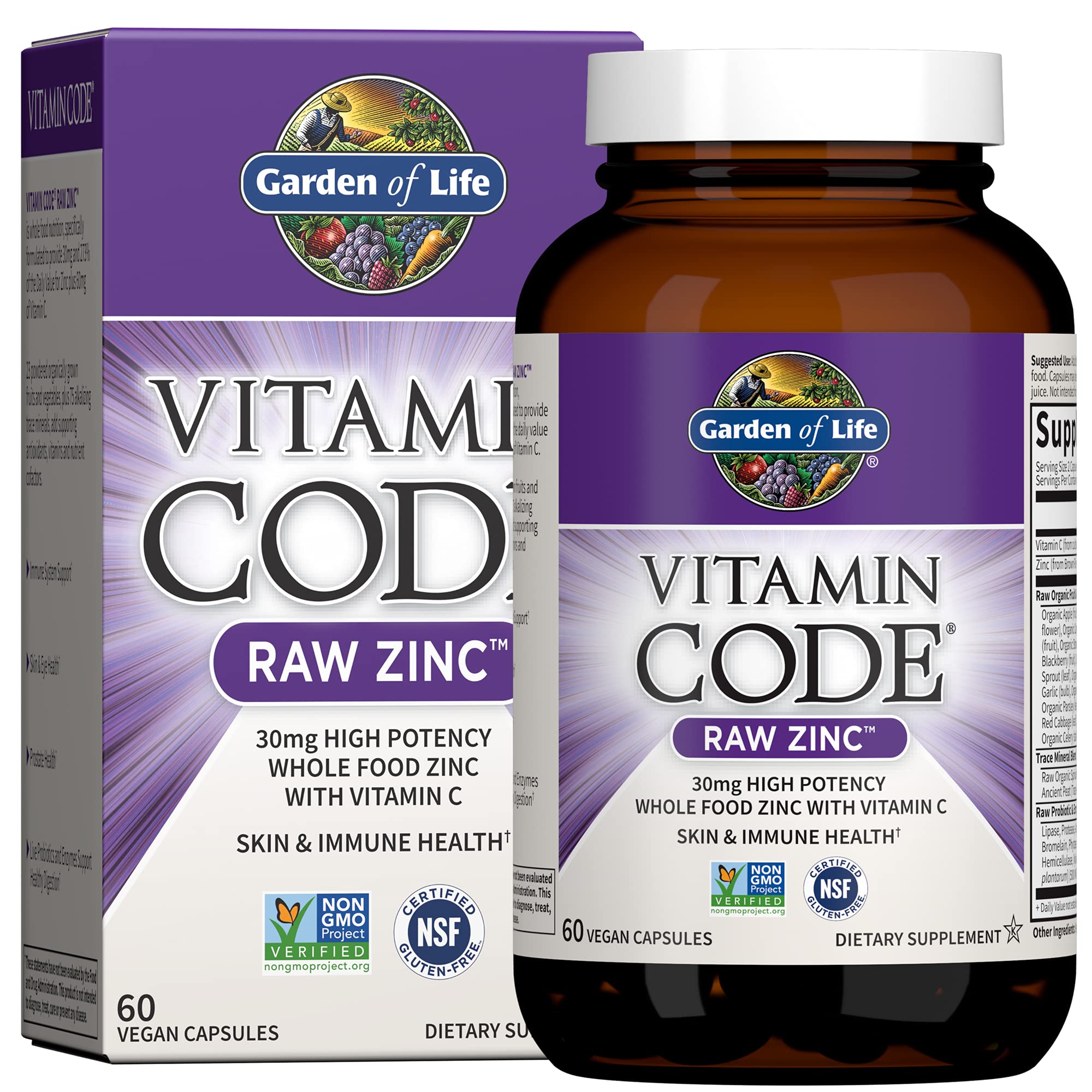 Foto 1 | Suplementos Garden Of Life Zinc 30 Mg con Vitamina C Veganos - Venta Internacional