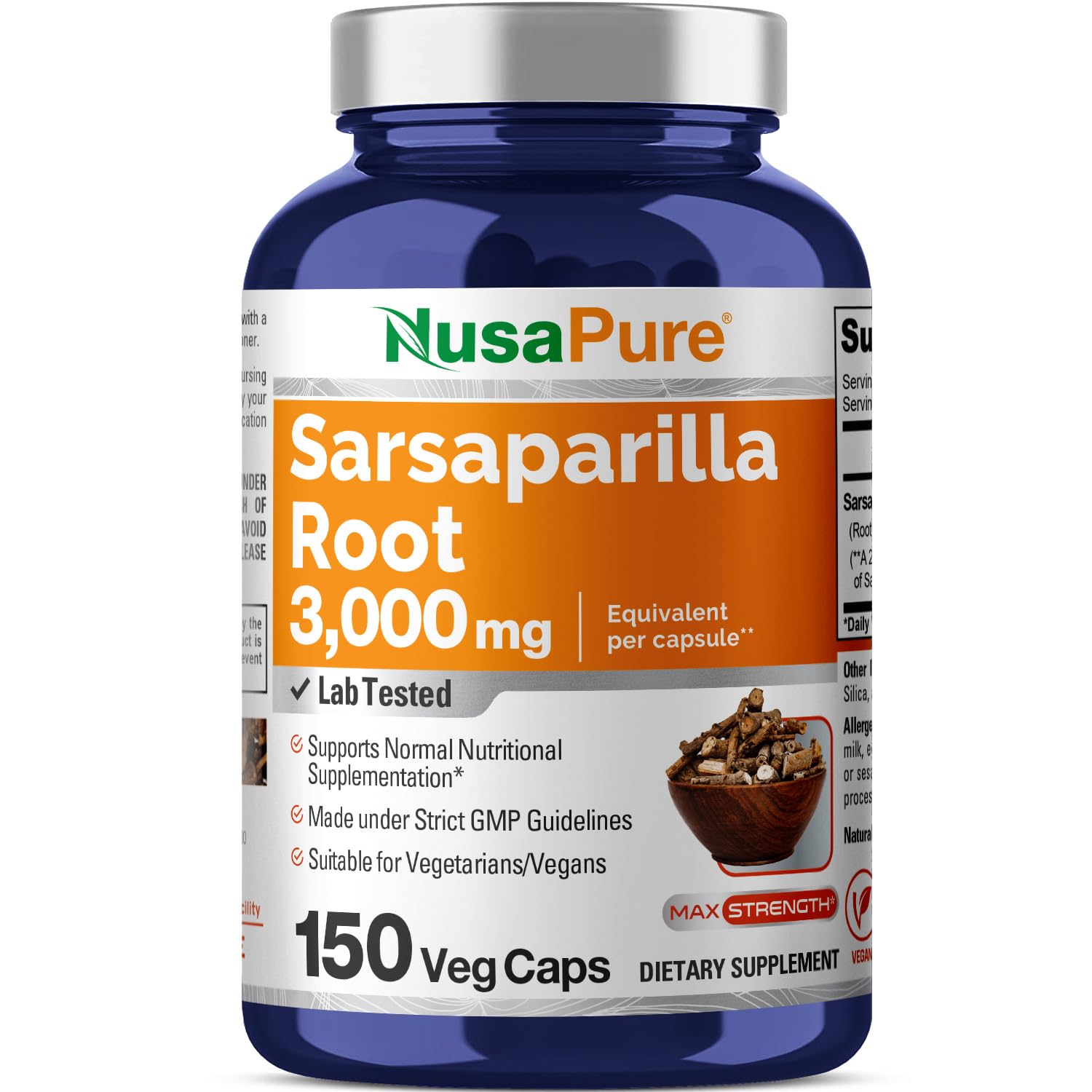 Foto 2 pulgar | Suplemento Nusapure de Raíz de Zarzaparrilla 3000 Mg 150 Cápsulas Vegetarianas - Venta Internacional