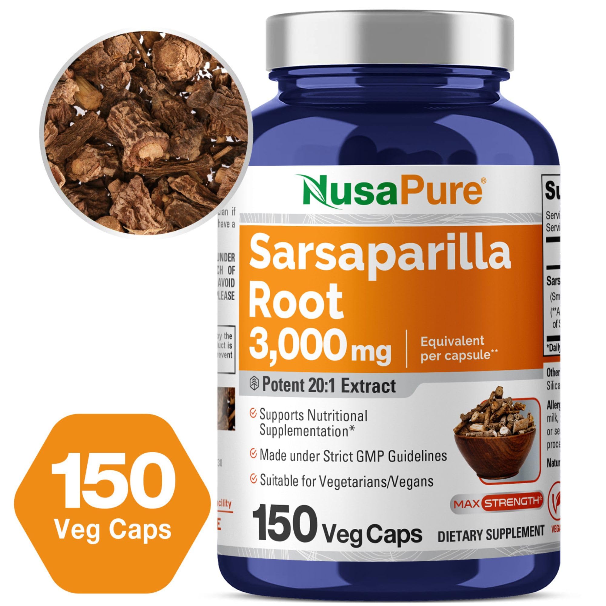 Foto 6 pulgar | Suplemento Nusapure de Raíz de Zarzaparrilla 3000 Mg 150 Cápsulas Vegetarianas - Venta Internacional