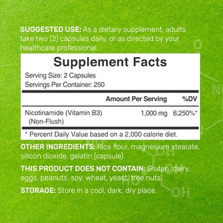 Foto 2 | Suplemento de Vitamina B3 Nicotinamida 1000mg - Venta Internacional