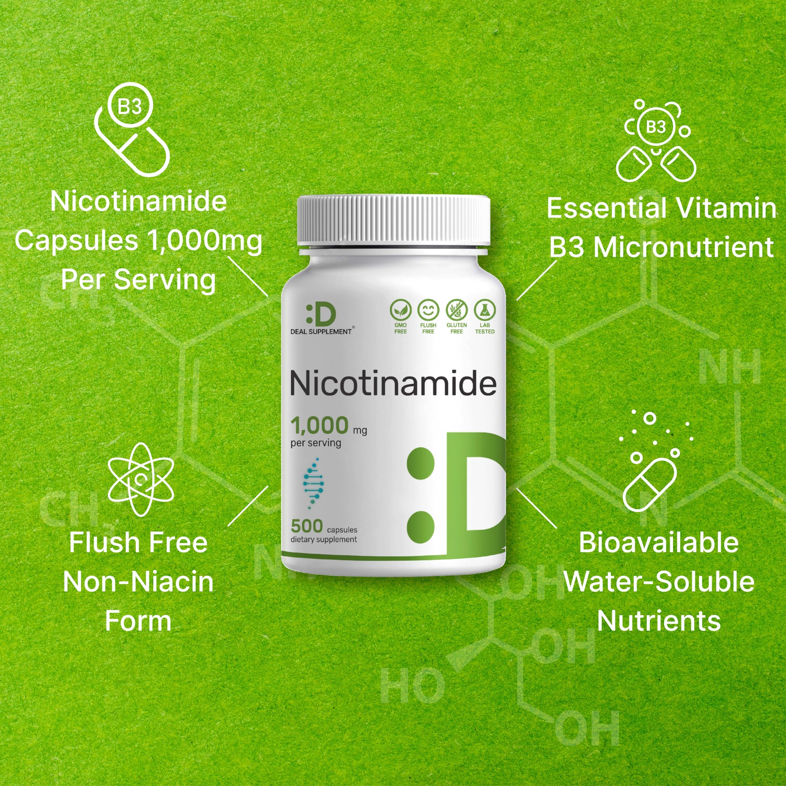 Foto 5 pulgar | Suplemento de Vitamina B3 Nicotinamida 1000mg - Venta Internacional