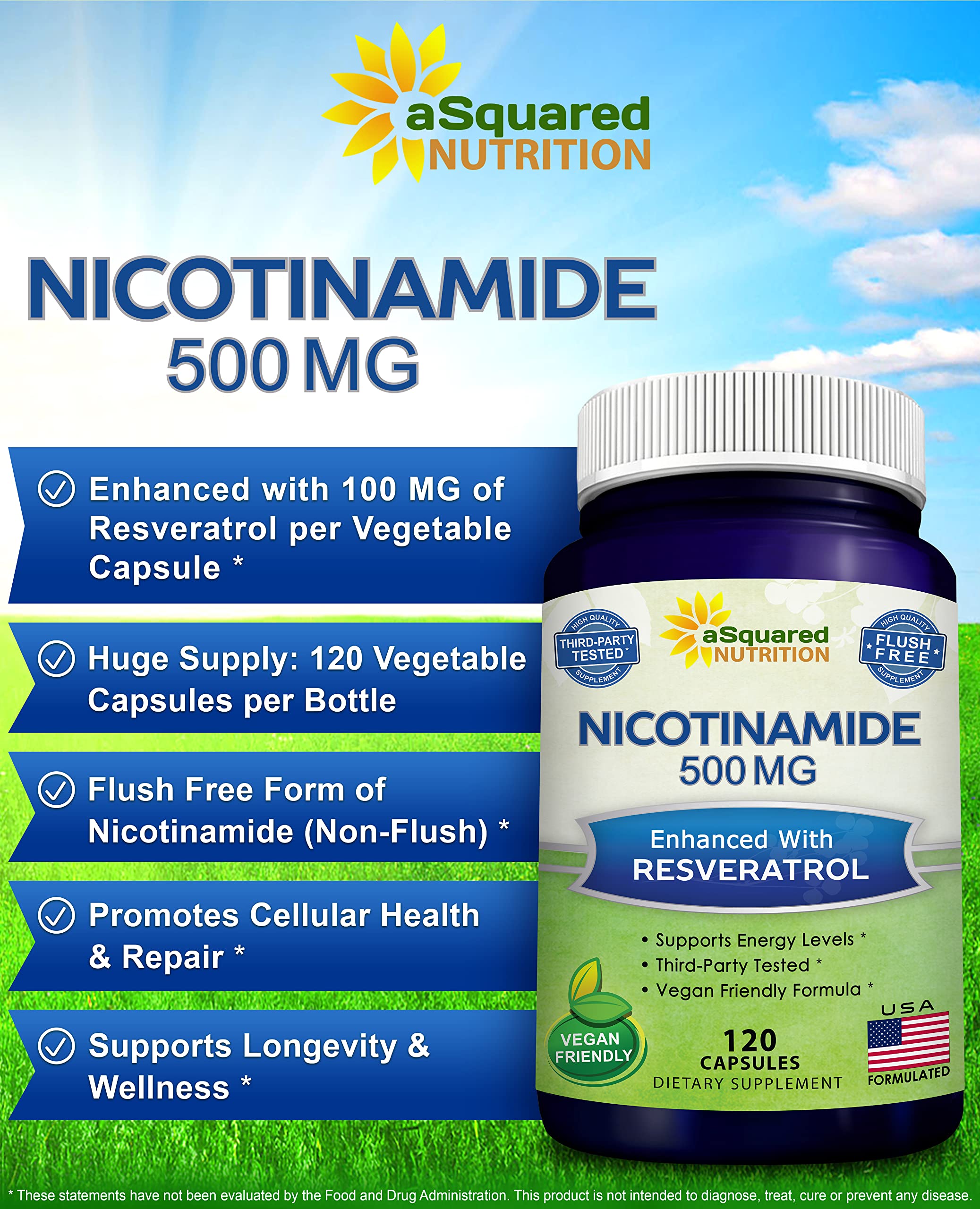Foto 3 pulgar | Suplemento de Nicotinamida con Resveratrol de Squared Nutrition - Venta Internacional