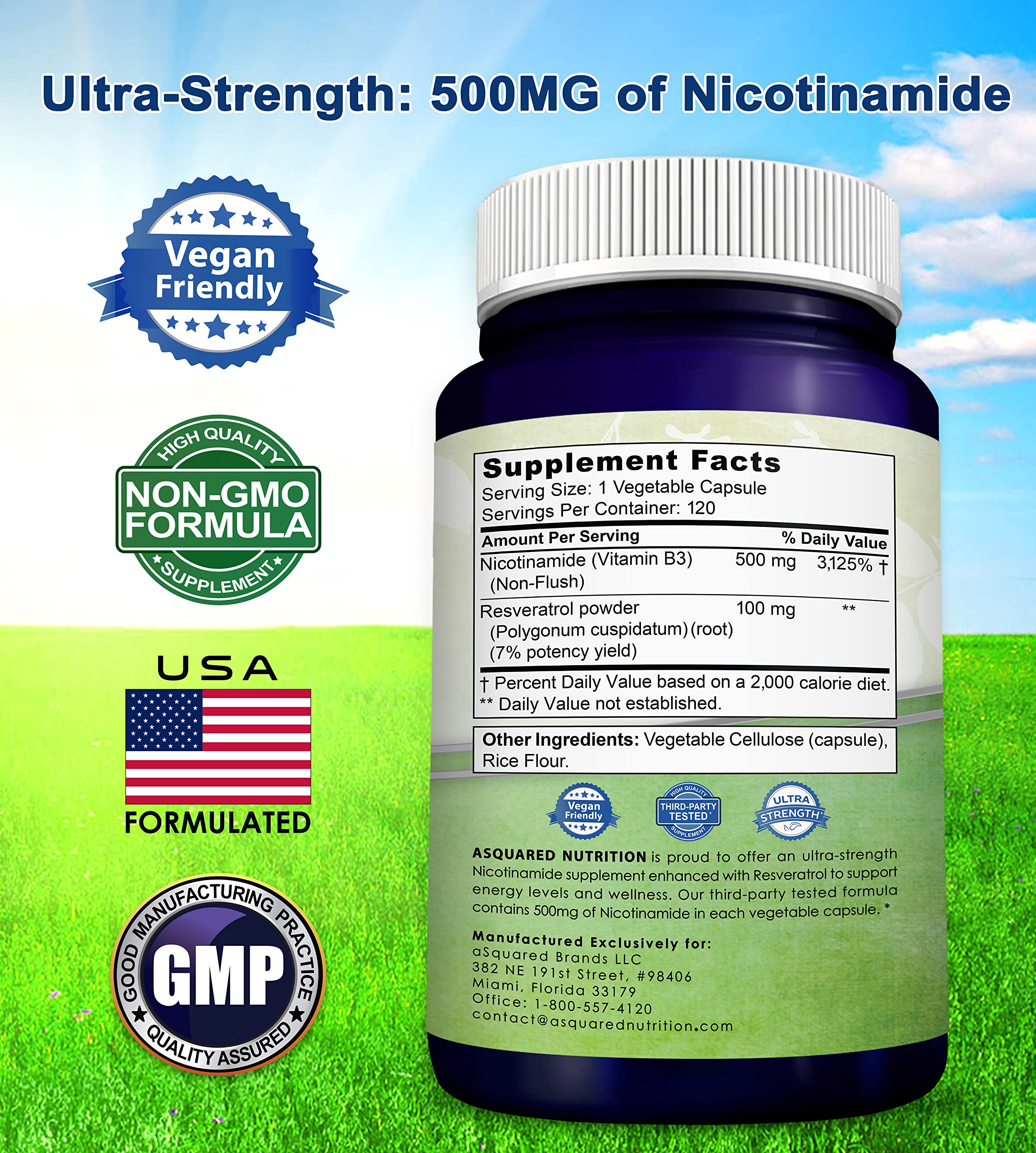 Foto 8 pulgar | Suplemento de Nicotinamida con Resveratrol de Squared Nutrition - Venta Internacional