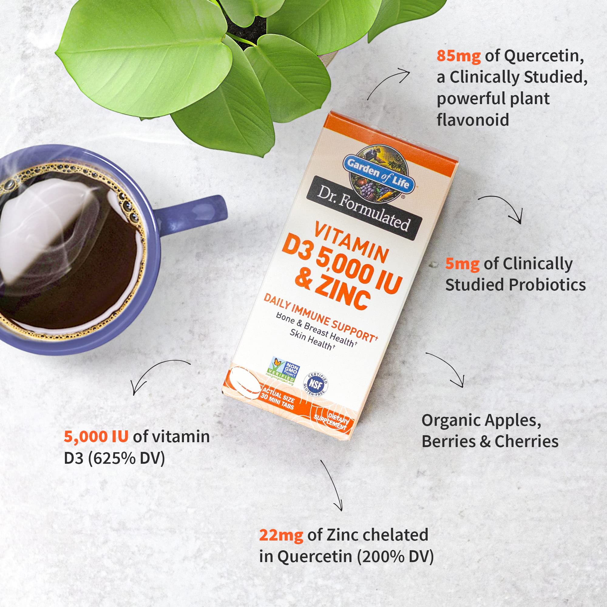 Foto 3 pulgar | Suplemento Garden Of Life con Quercetina y Zinc con Vitamina D3 30 Tabletas - Venta Internacional