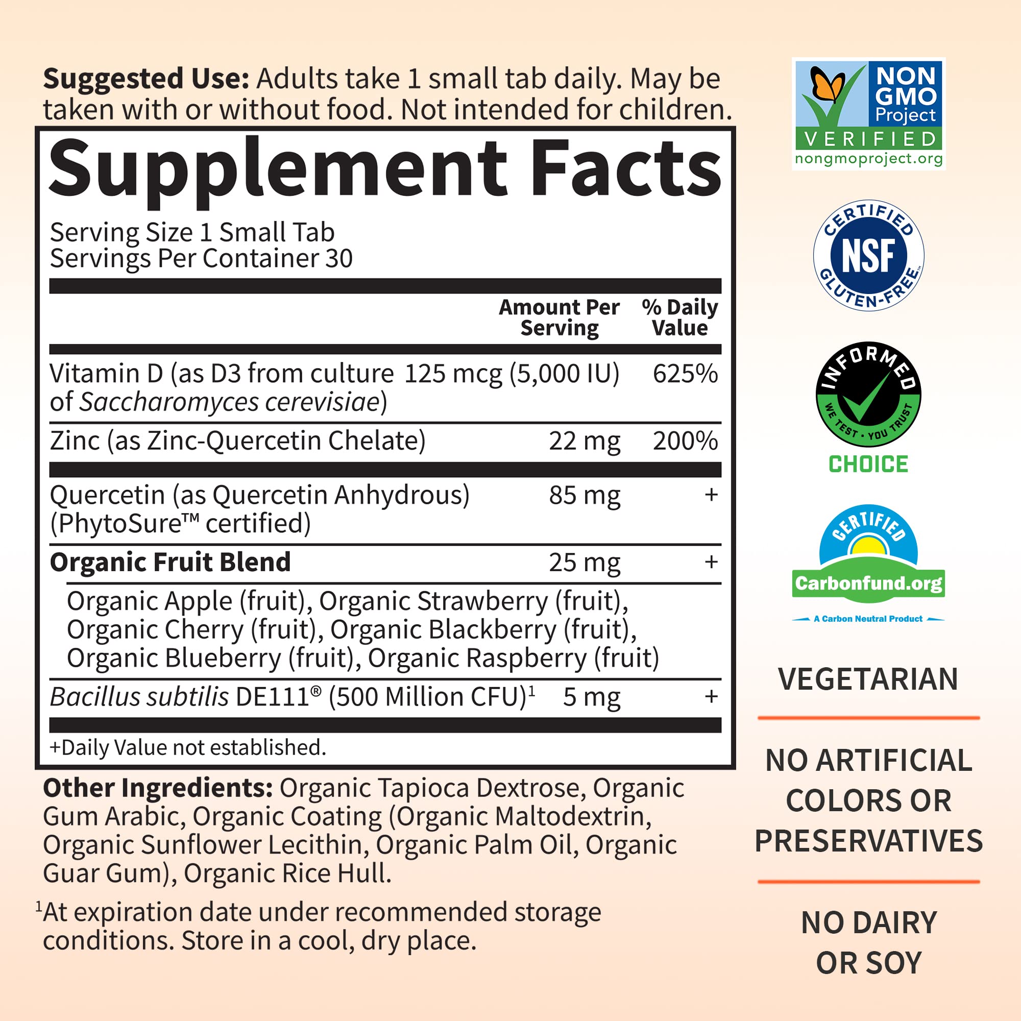 Foto 6 pulgar | Suplemento Garden Of Life con Quercetina y Zinc con Vitamina D3 30 Tabletas - Venta Internacional