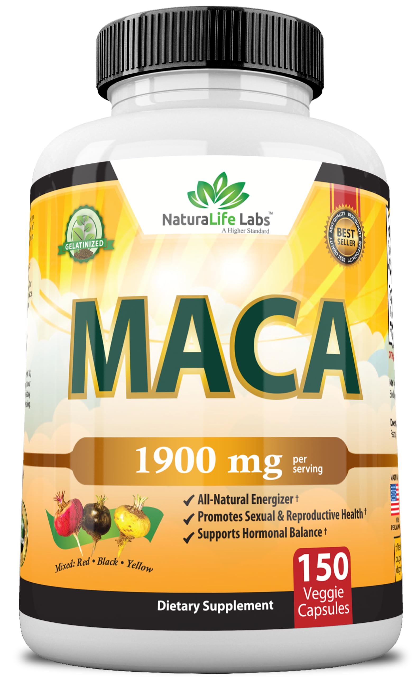 Foto 2 pulgar | Suplemento Naturalife Labs de Raíz de Maca Orgánica 150 Cápsulas - Venta Internacional.