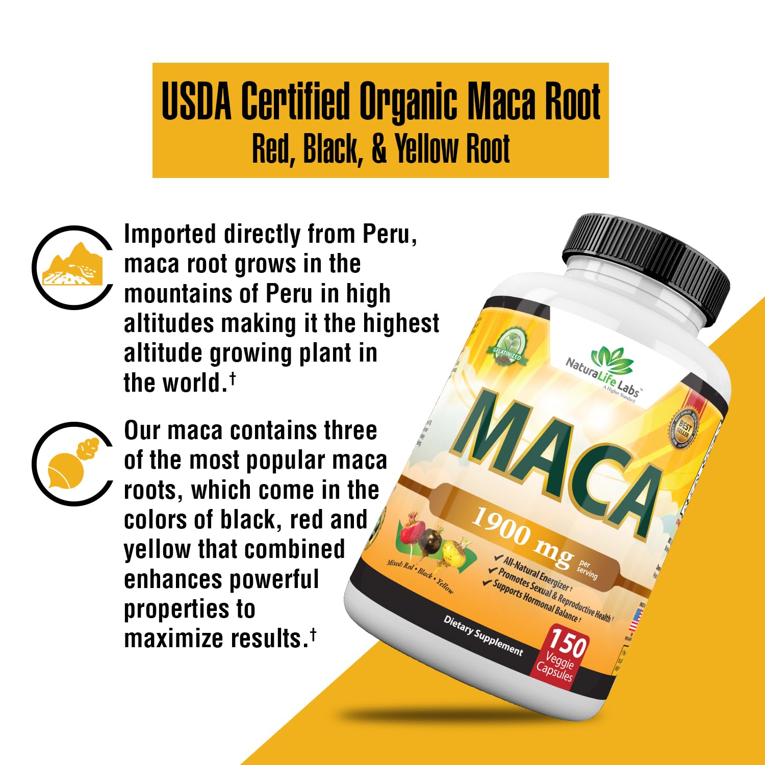 Foto 5 pulgar | Suplemento Naturalife Labs de Raíz de Maca Orgánica 150 Cápsulas - Venta Internacional.