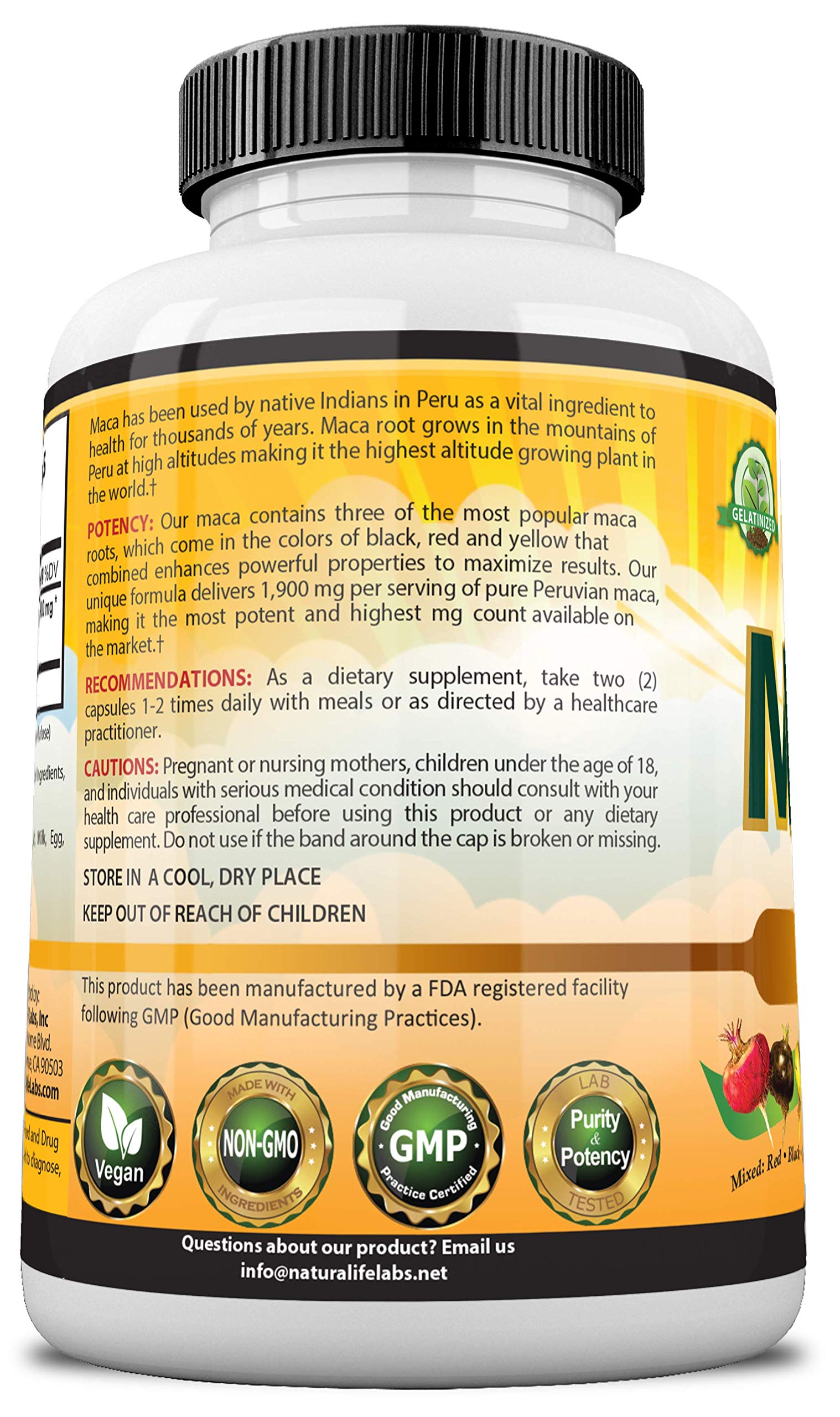 Foto 5 | Suplemento Naturalife Labs de Raíz de Maca Orgánica 150 Cápsulas - Venta Internacional.