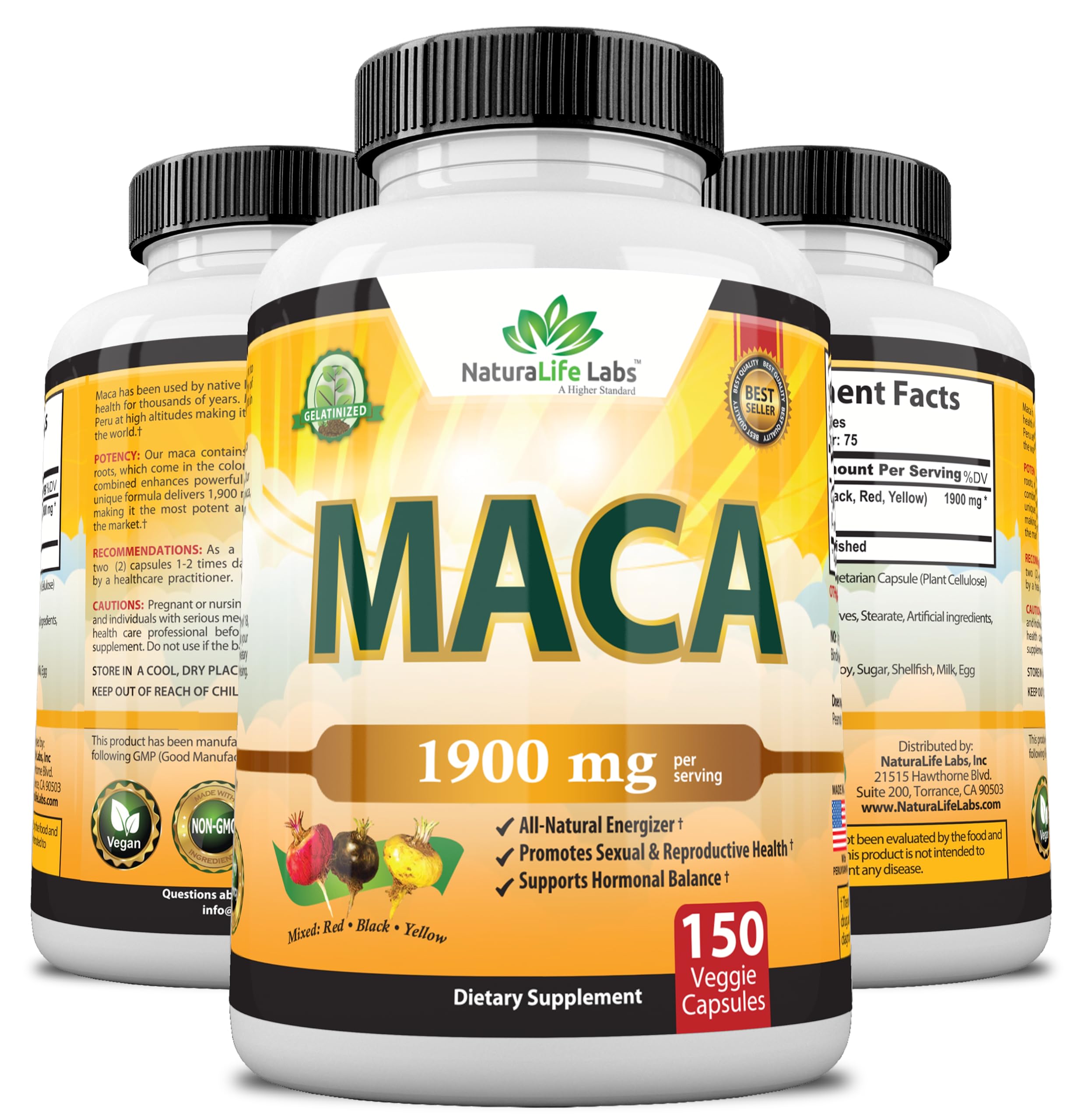 Foto 7 pulgar | Suplemento Naturalife Labs de Raíz de Maca Orgánica 150 Cápsulas - Venta Internacional.