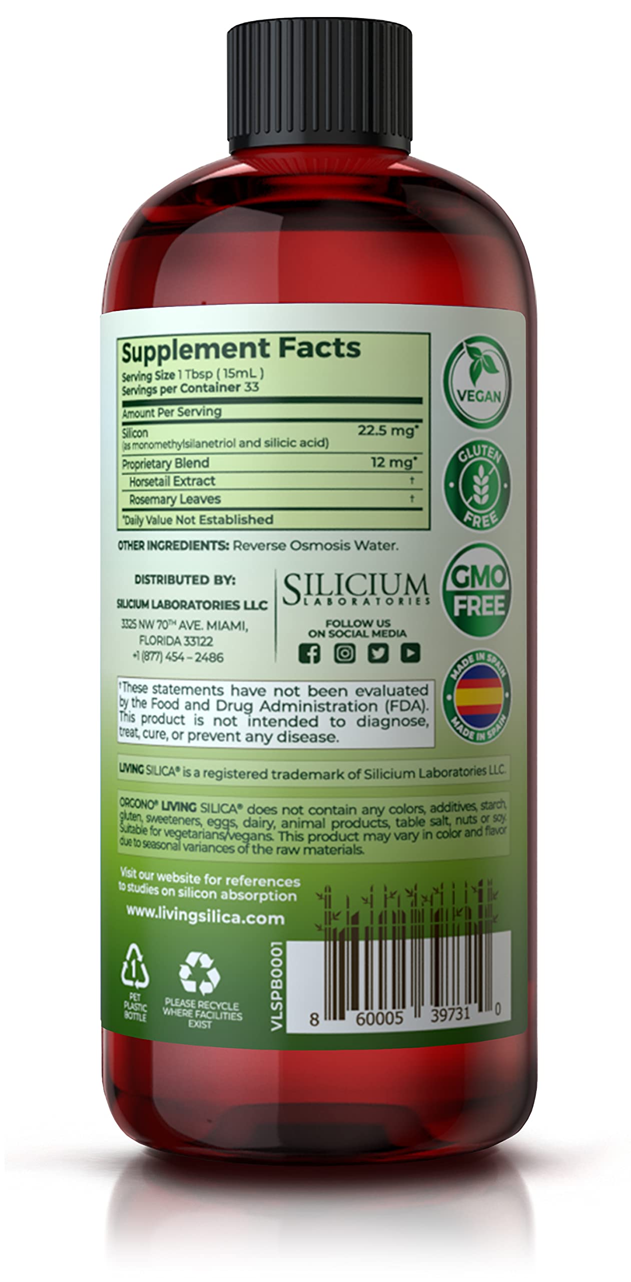 Foto 3 | Suplemento de Colágeno Orgono Living Silica a Base de Plantas 500 ml - Venta Internacional