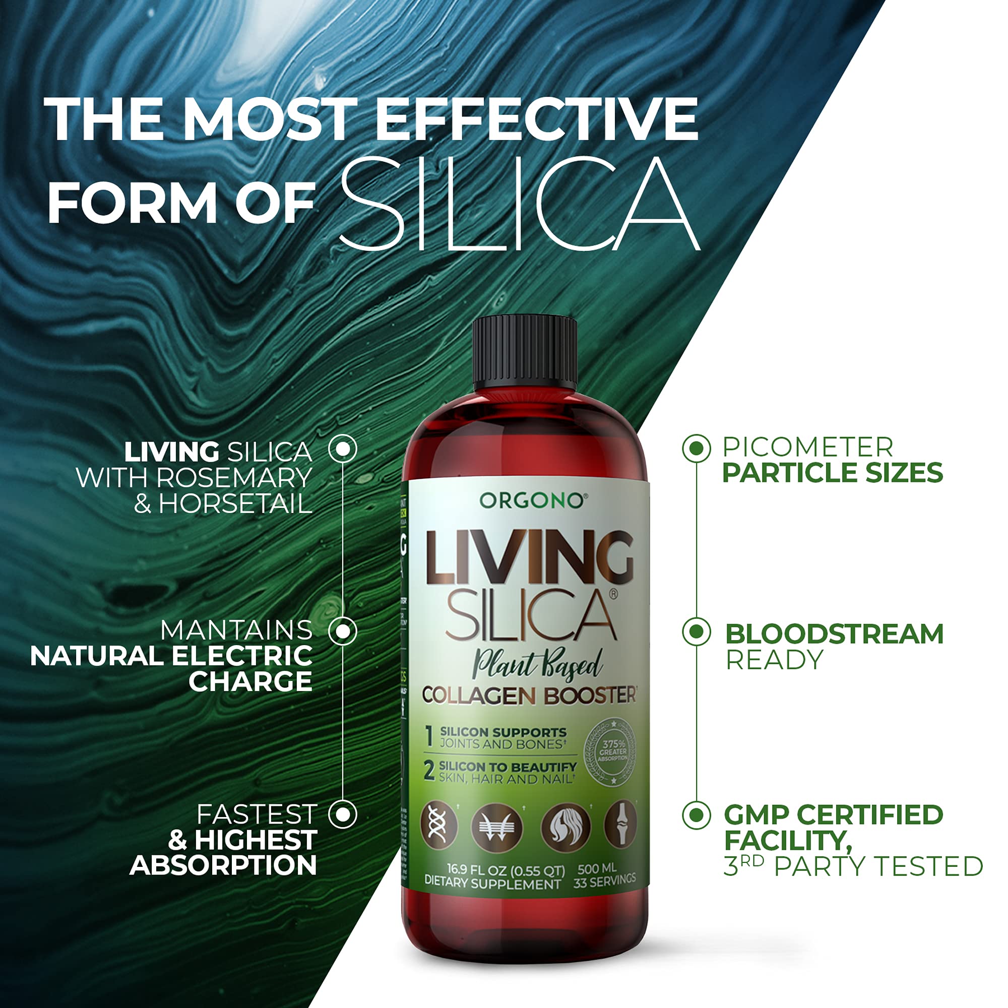 Foto 5 pulgar | Suplemento de Colágeno Orgono Living Silica a Base de Plantas 500 ml - Venta Internacional