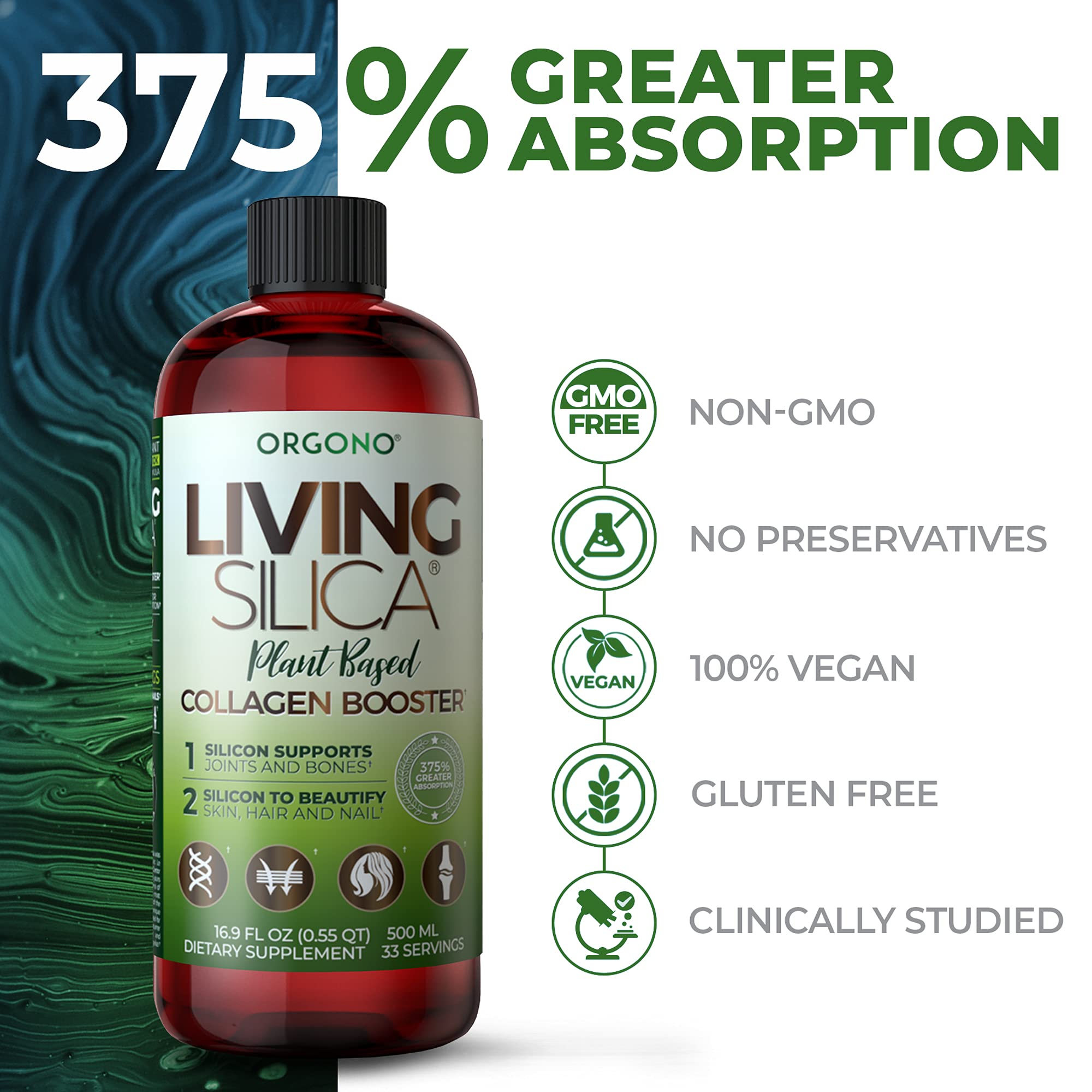 Foto 6 pulgar | Suplemento de Colágeno Orgono Living Silica a Base de Plantas 500 ml - Venta Internacional