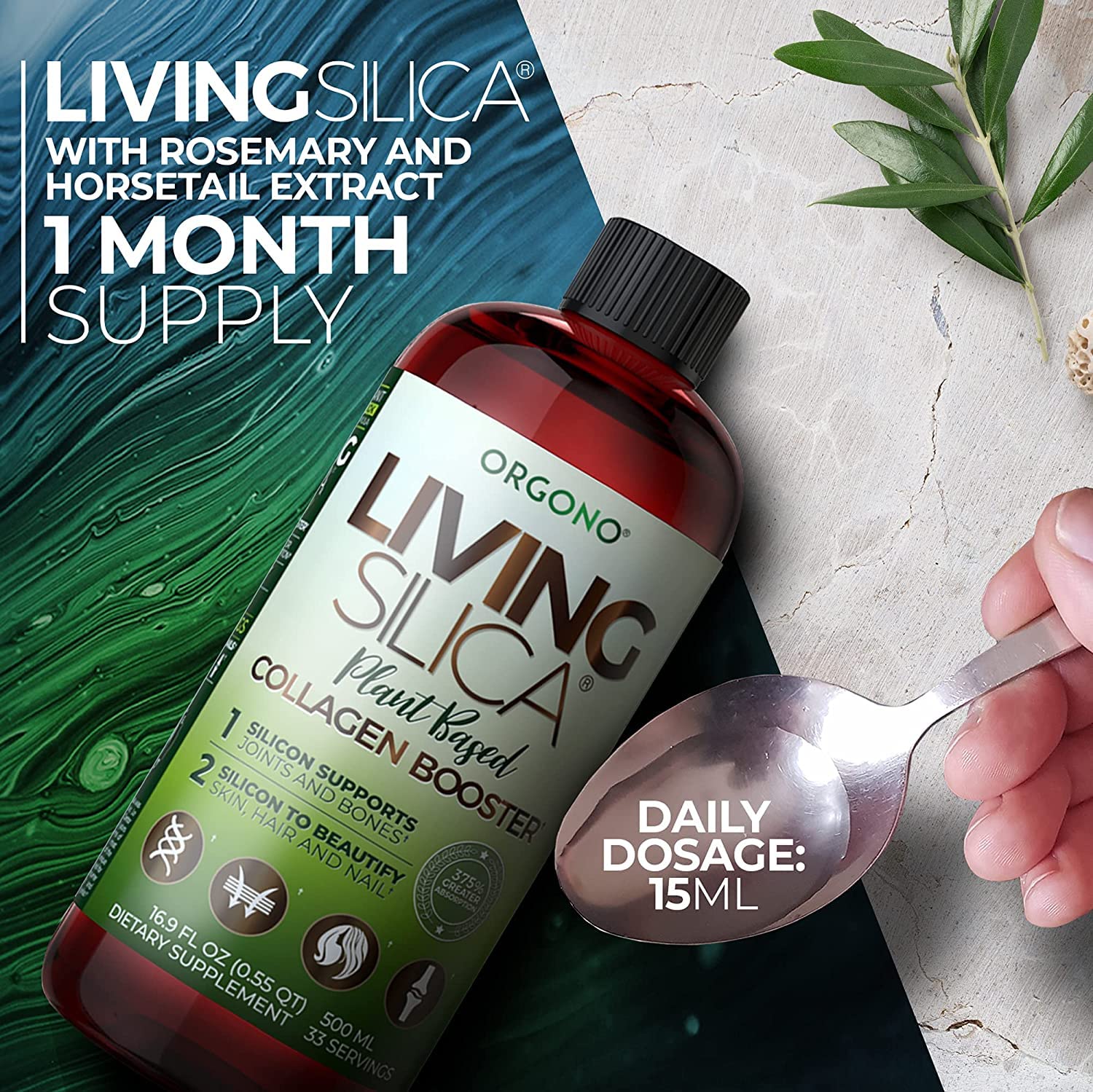 Foto 7 pulgar | Suplemento de Colágeno Orgono Living Silica a Base de Plantas 500 ml - Venta Internacional